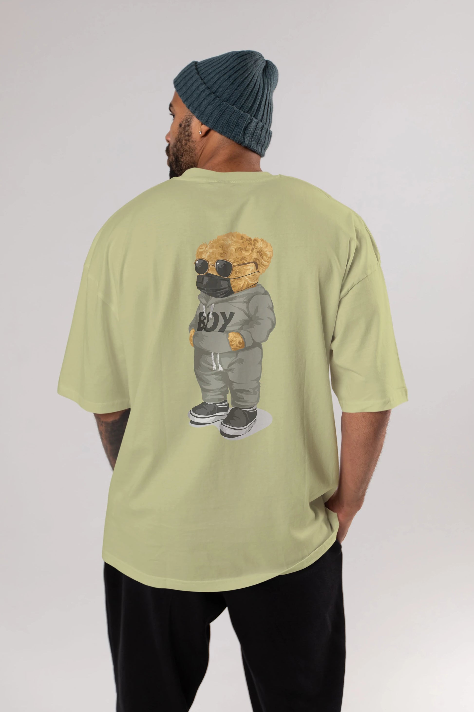Teddy Bear Boy Arka Baskılı Oversize t-shirt Erkek Kadın Unisex %100 Pamuk