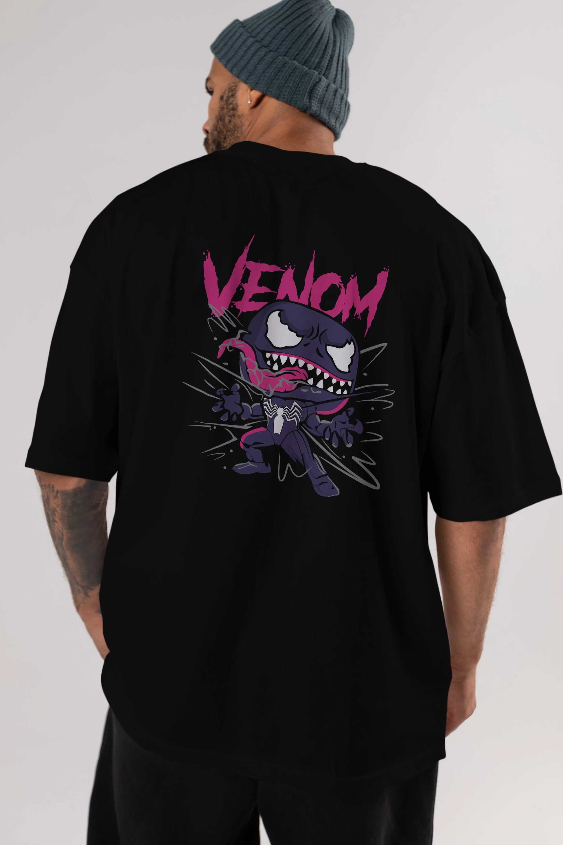 Venom (20) Arka Baskılı Oversize t-shirt Erkek Kadın Unisex %100 Pamuk Bisiklet Yaka tişort