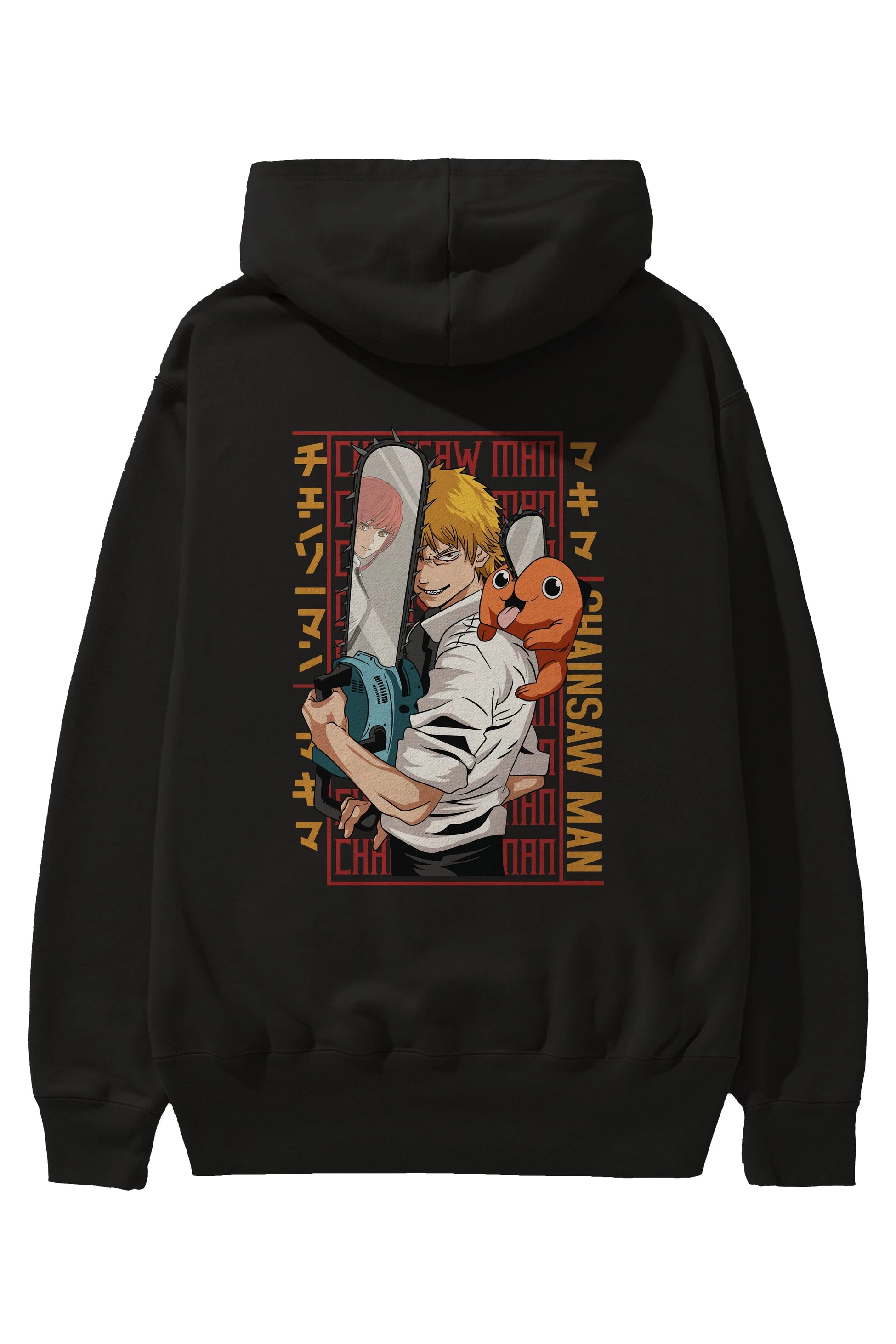 Chainsaw DENJI Anime Arka Baskılı Hoodie Oversize Kapüşonlu Sweatshirt Erkek Kadın Unisex
