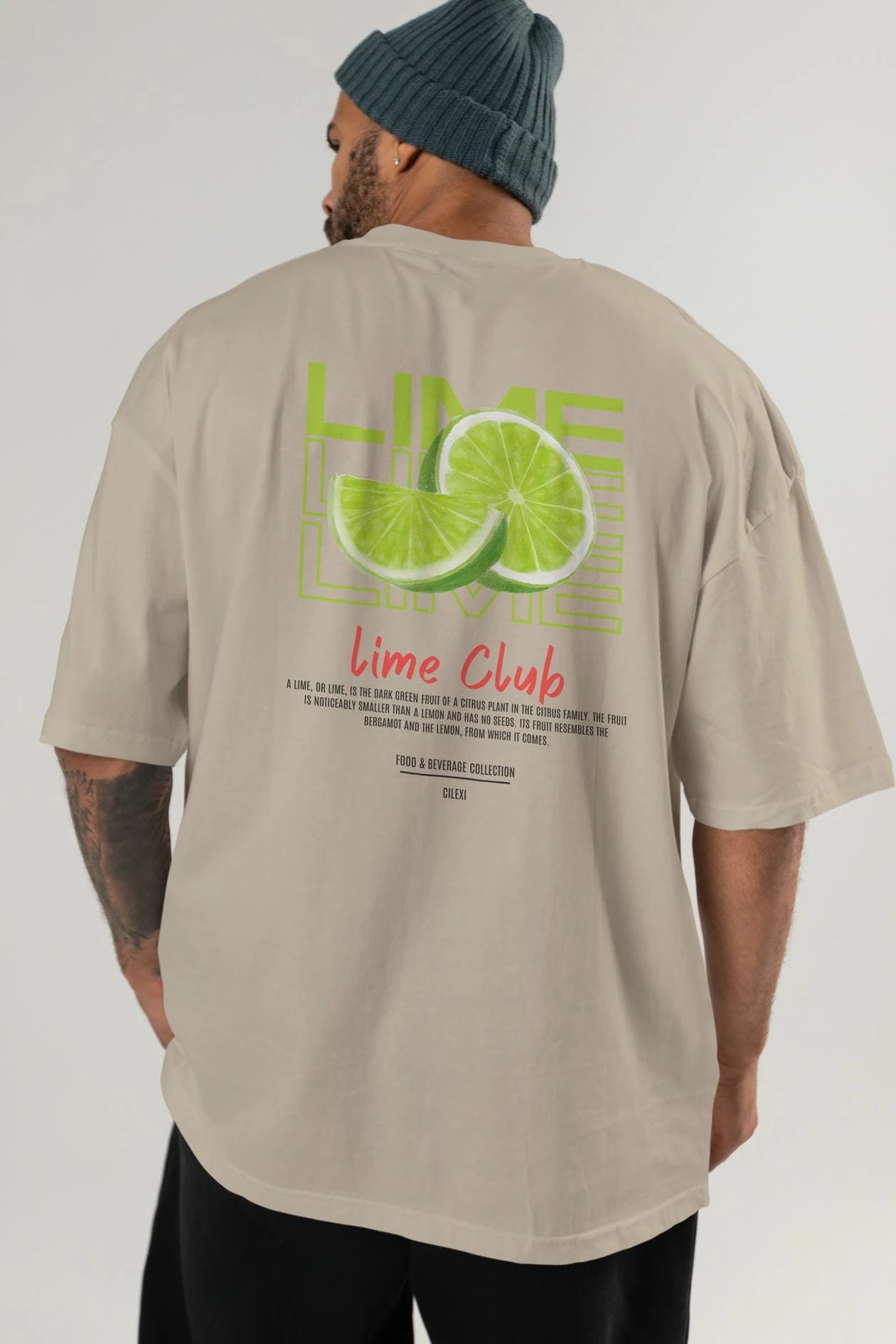 Lime Kokteyl Serisi Baskılı Oversize t-shirt Erkek Kadın Unisex %100 Pamuk Bisiklet Yaka tişort