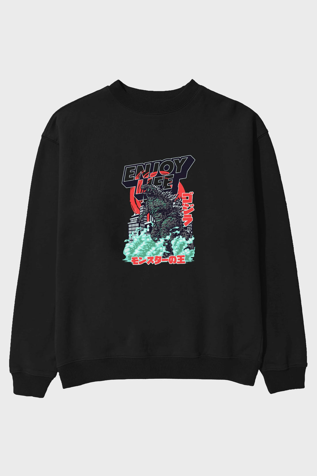 Godzilla Ön Baskılı Oversize Sweatshirt Erkek Kadın Unisex