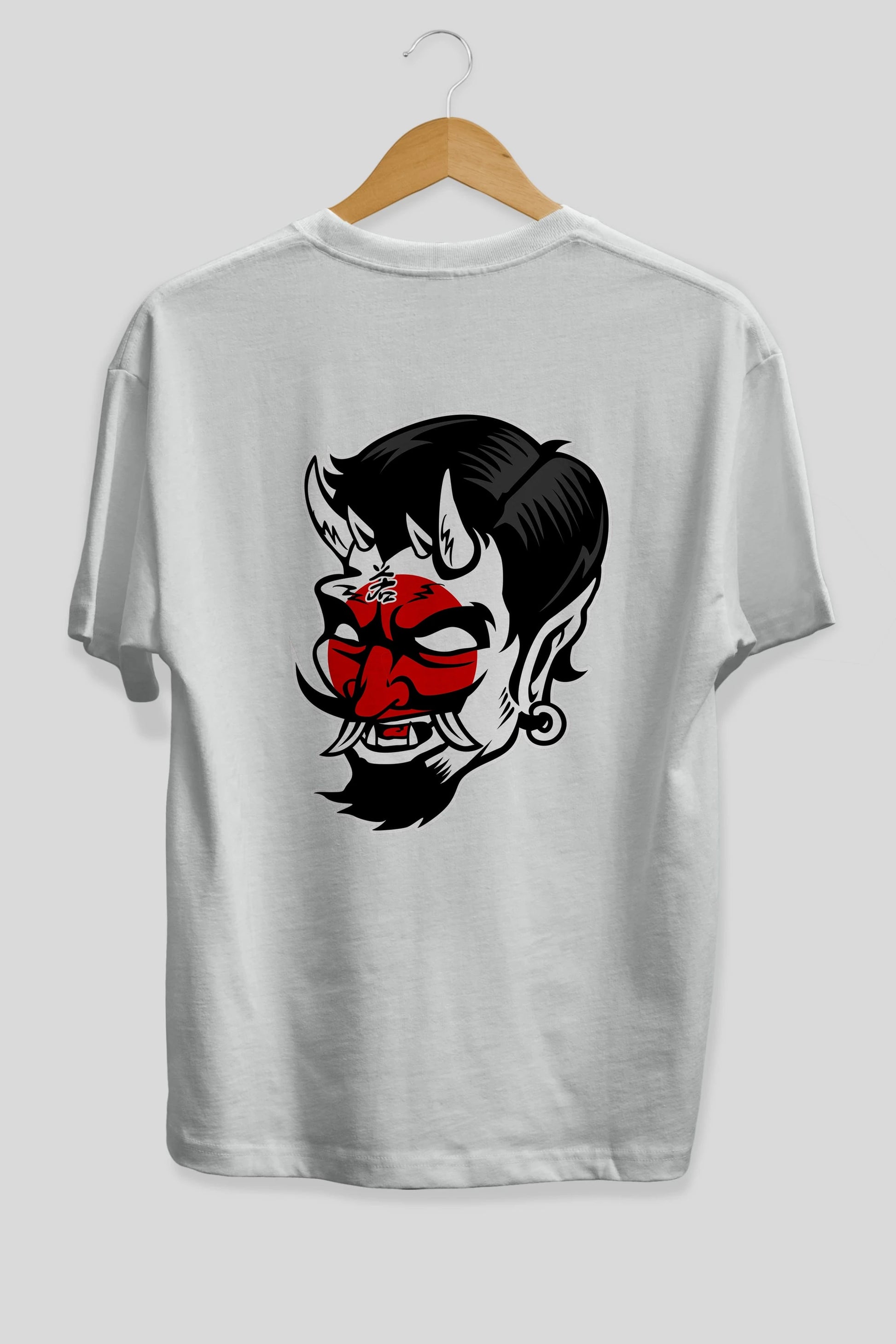 Japanese Devil Arka Baskılı Oversize t-shirt Erkek Kadın Unisex %100 Pamuk tişort