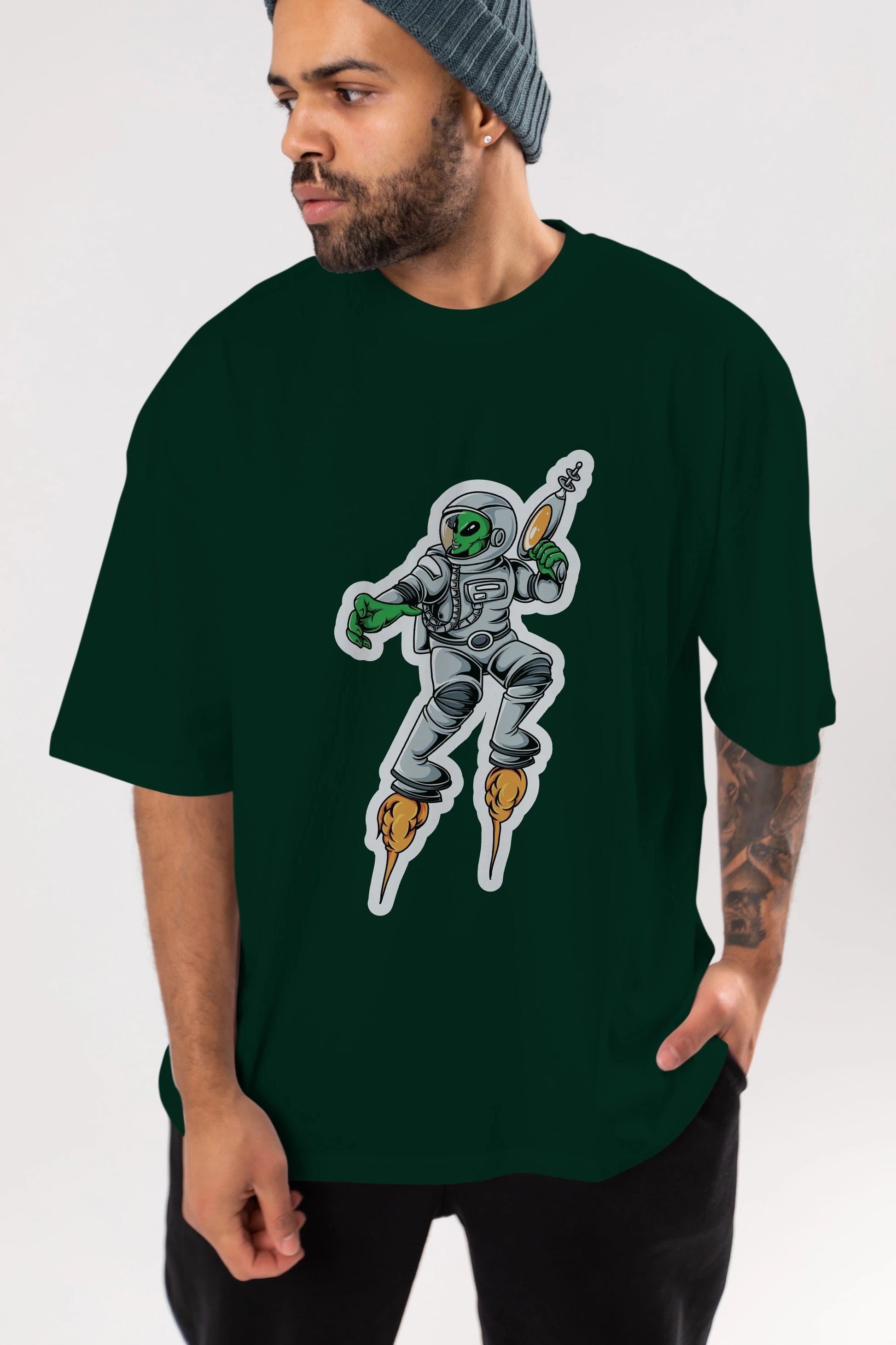 Alien Wars Sticker Ön Baskılı Oversize t-shirt Erkek Kadın Unisex