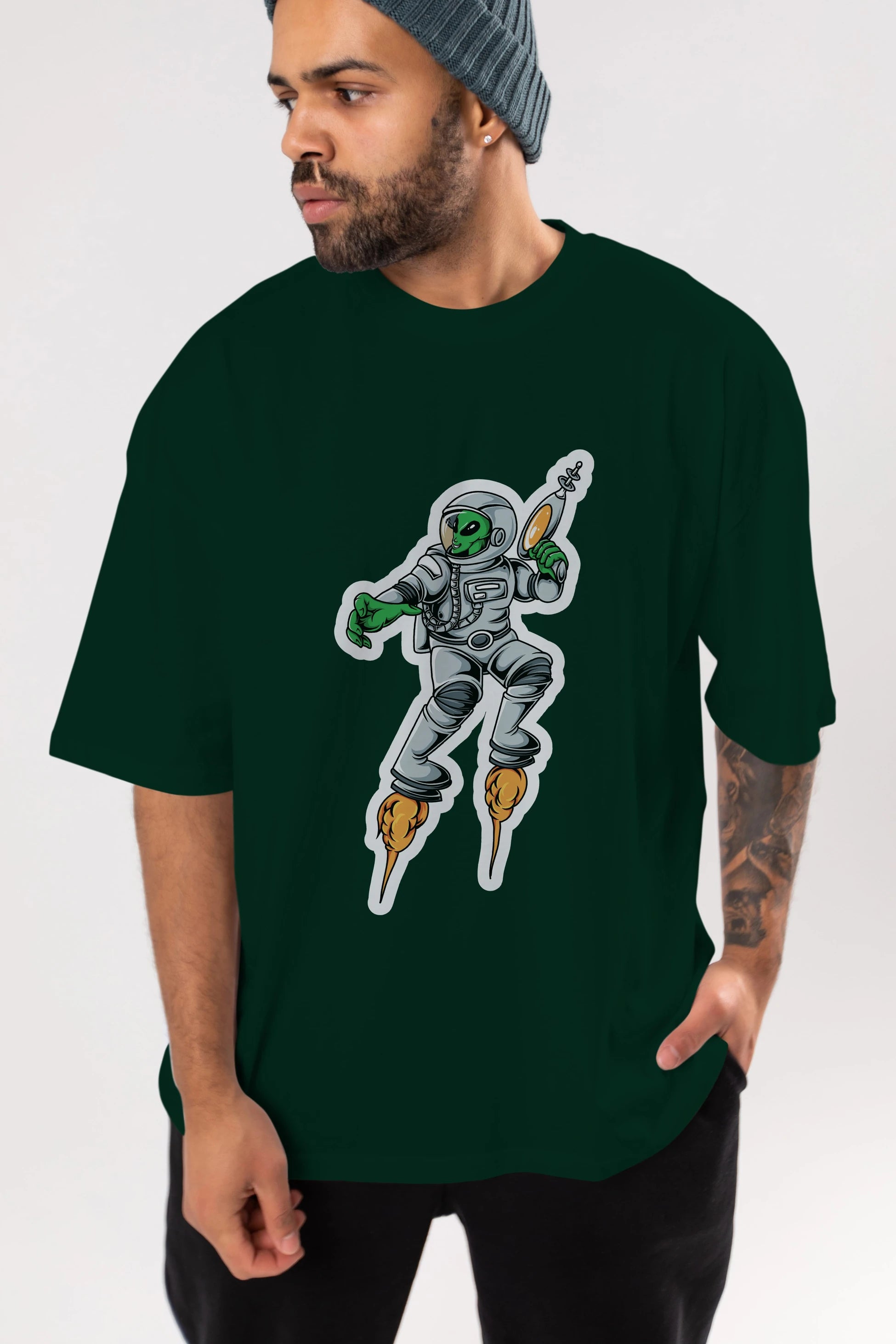 Alien Wars Sticker Ön Baskılı Oversize t-shirt Erkek Kadın Unisex