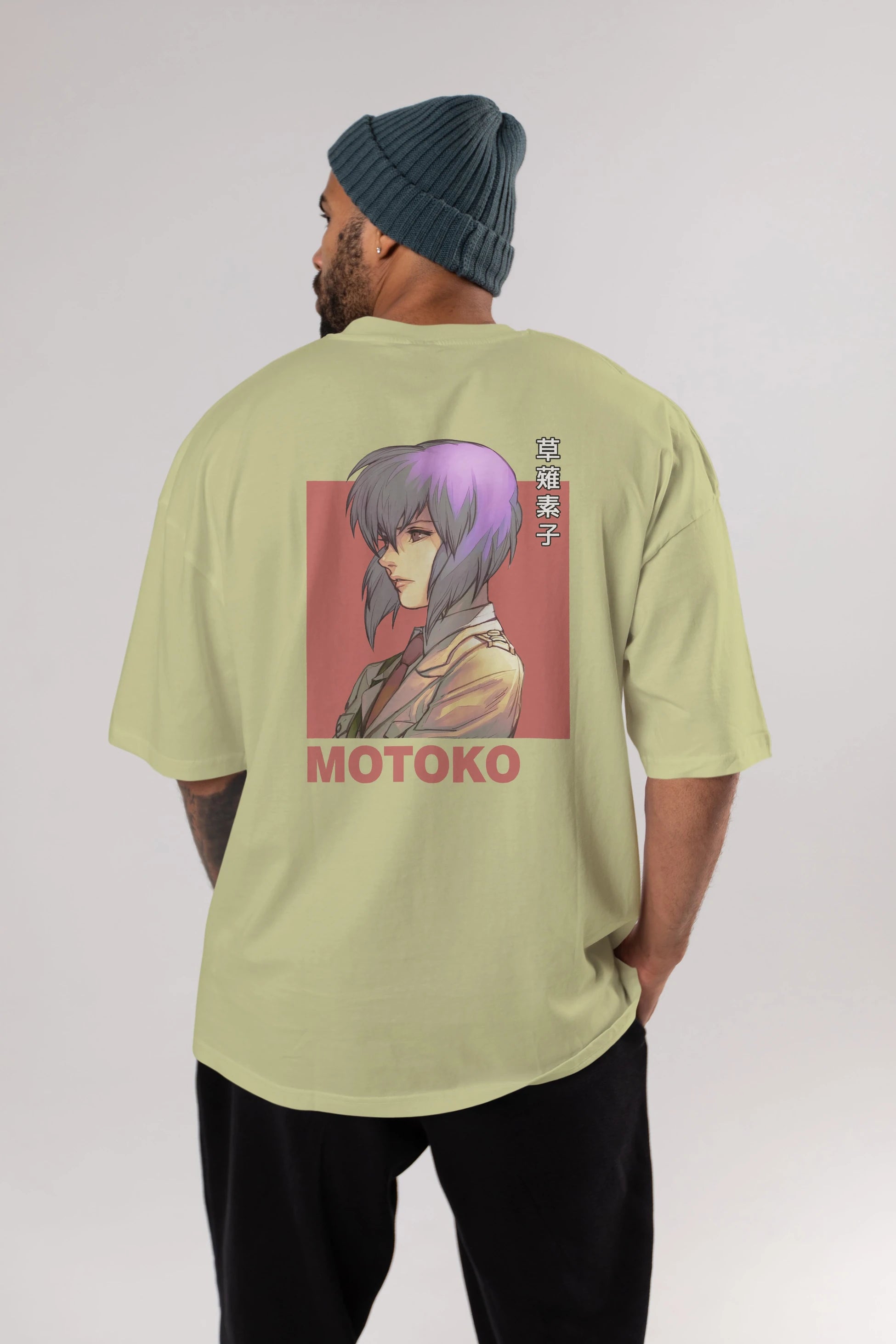 Motoko Kusanagi 12 Anime Arka Baskılı Oversize t-shirt Erkek Kadın Unisex