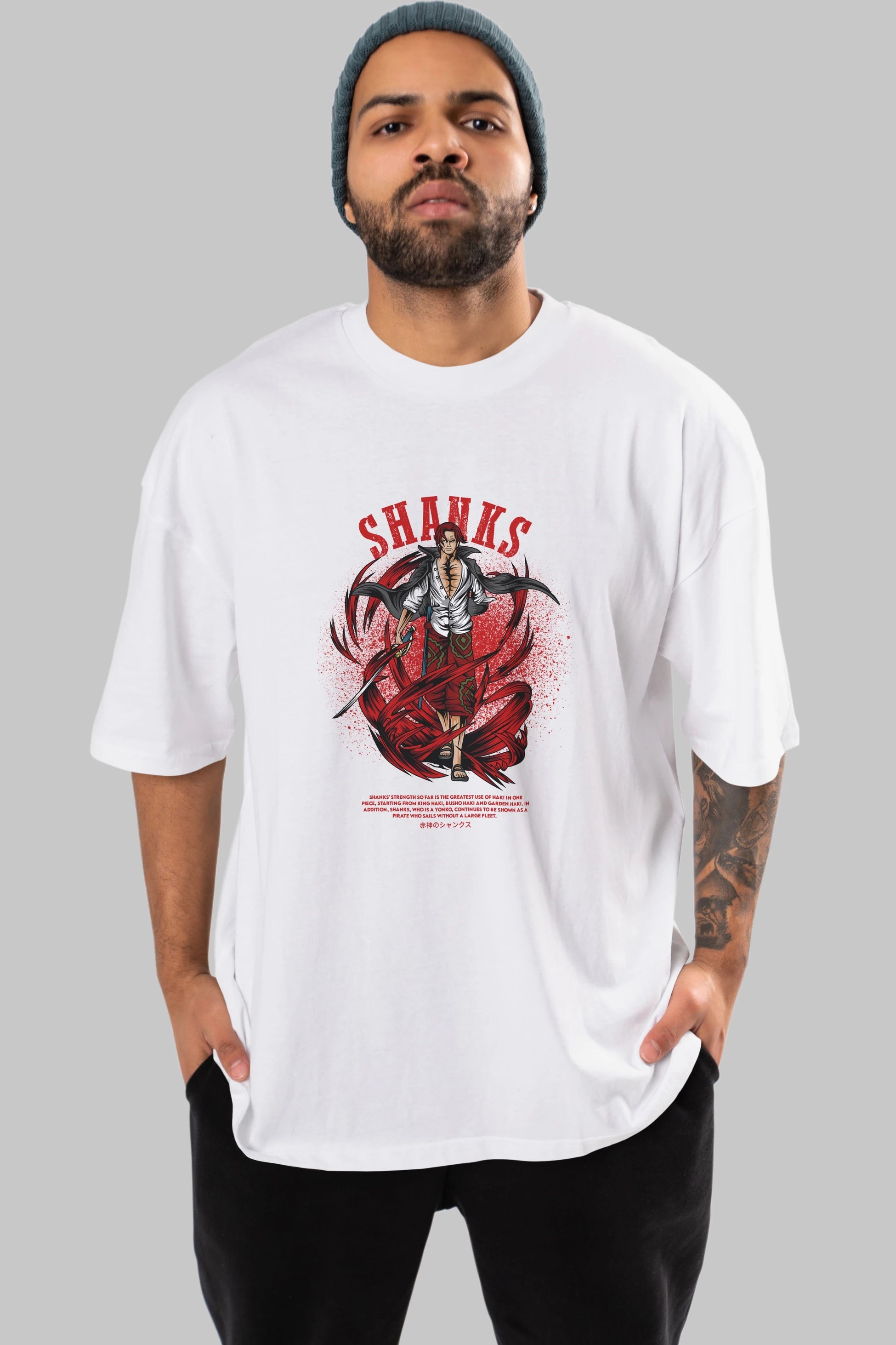 Shanks Anime Ön Baskılı Oversize t-shirt %100 pamuk Erkek Kadın Unisex