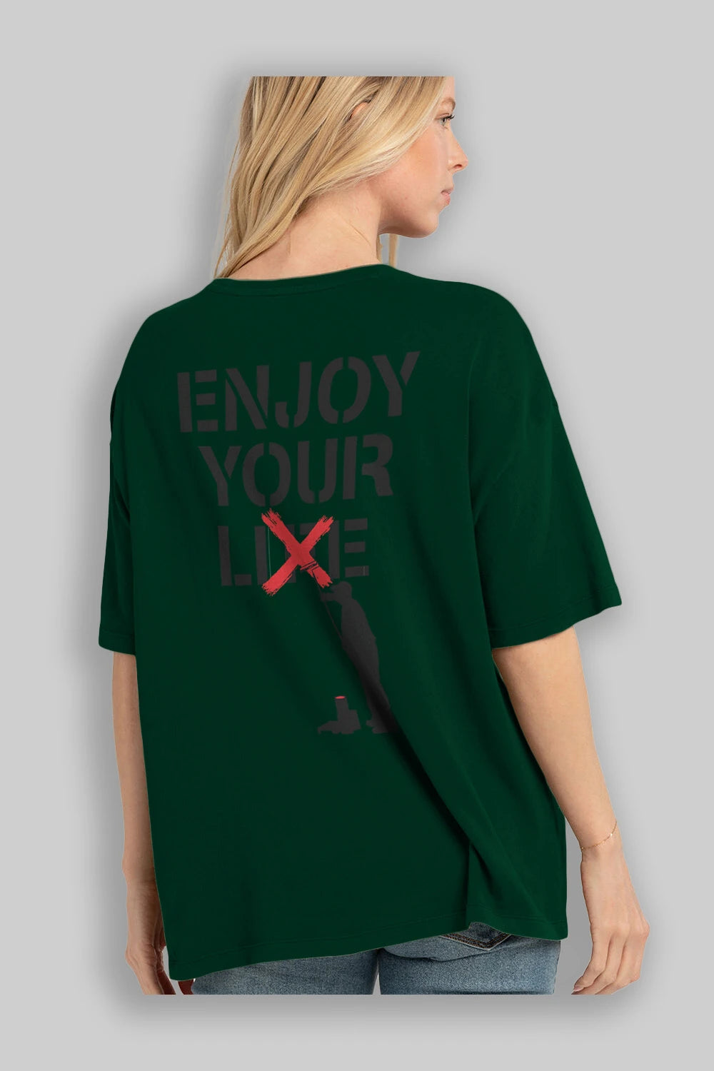 Enjoy Your Lie Arka Baskılı Oversize t-shirt %100 pamuk Erkek Kadın Unisex