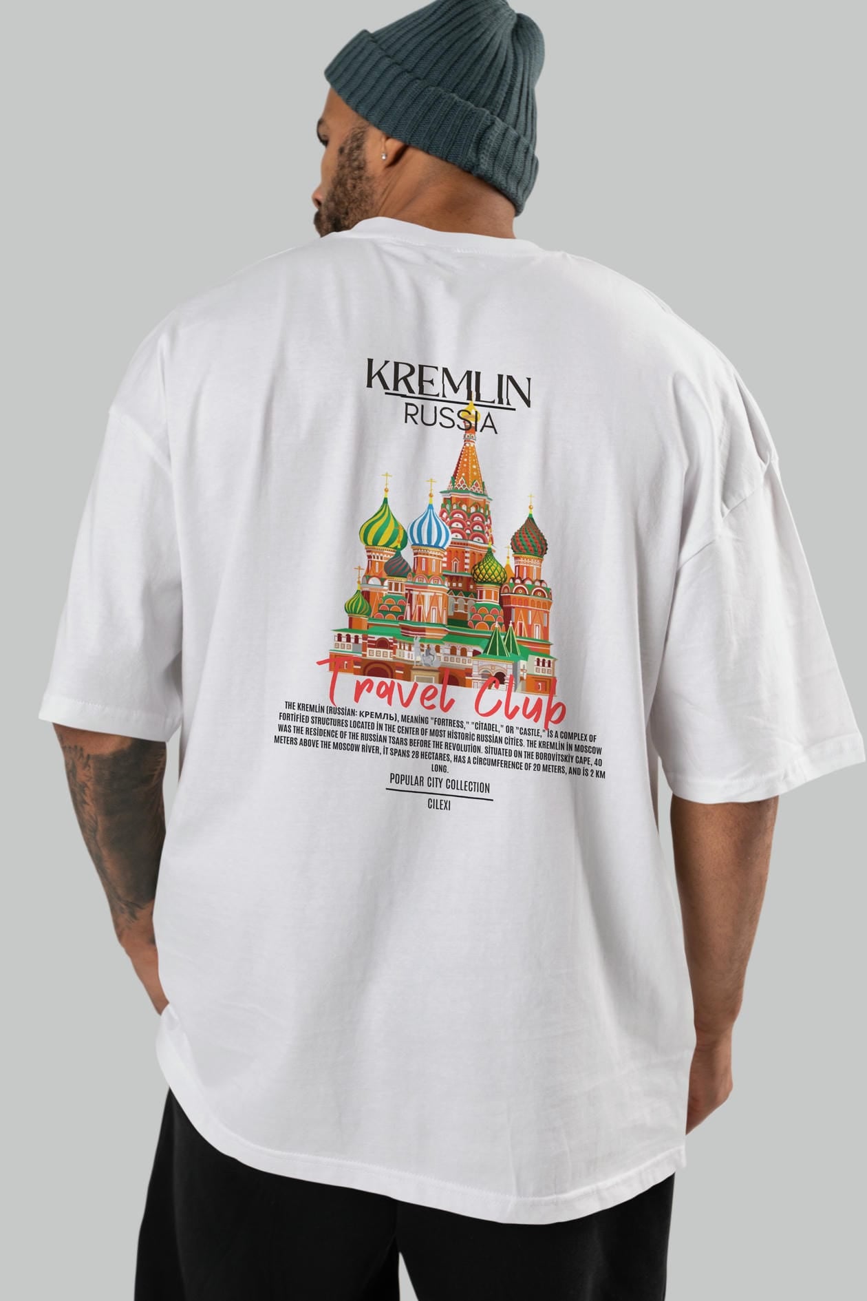Kremlin Russia Arka Baskılı Oversize t-shirt Erkek Kadın Pamuk Bisiklet Yaka tişort