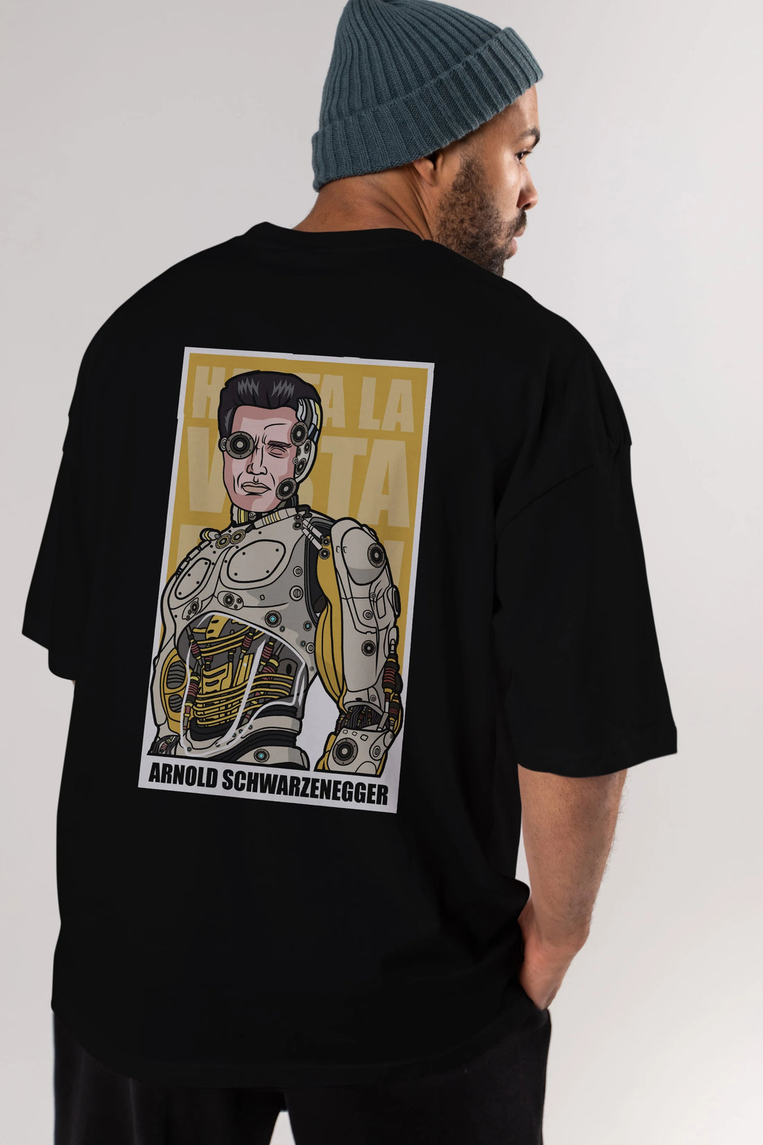 Arnold Robot Human Arka Baskılı Oversize t-shirt Erkek Kadın Unisex %100 Pamuk tişort