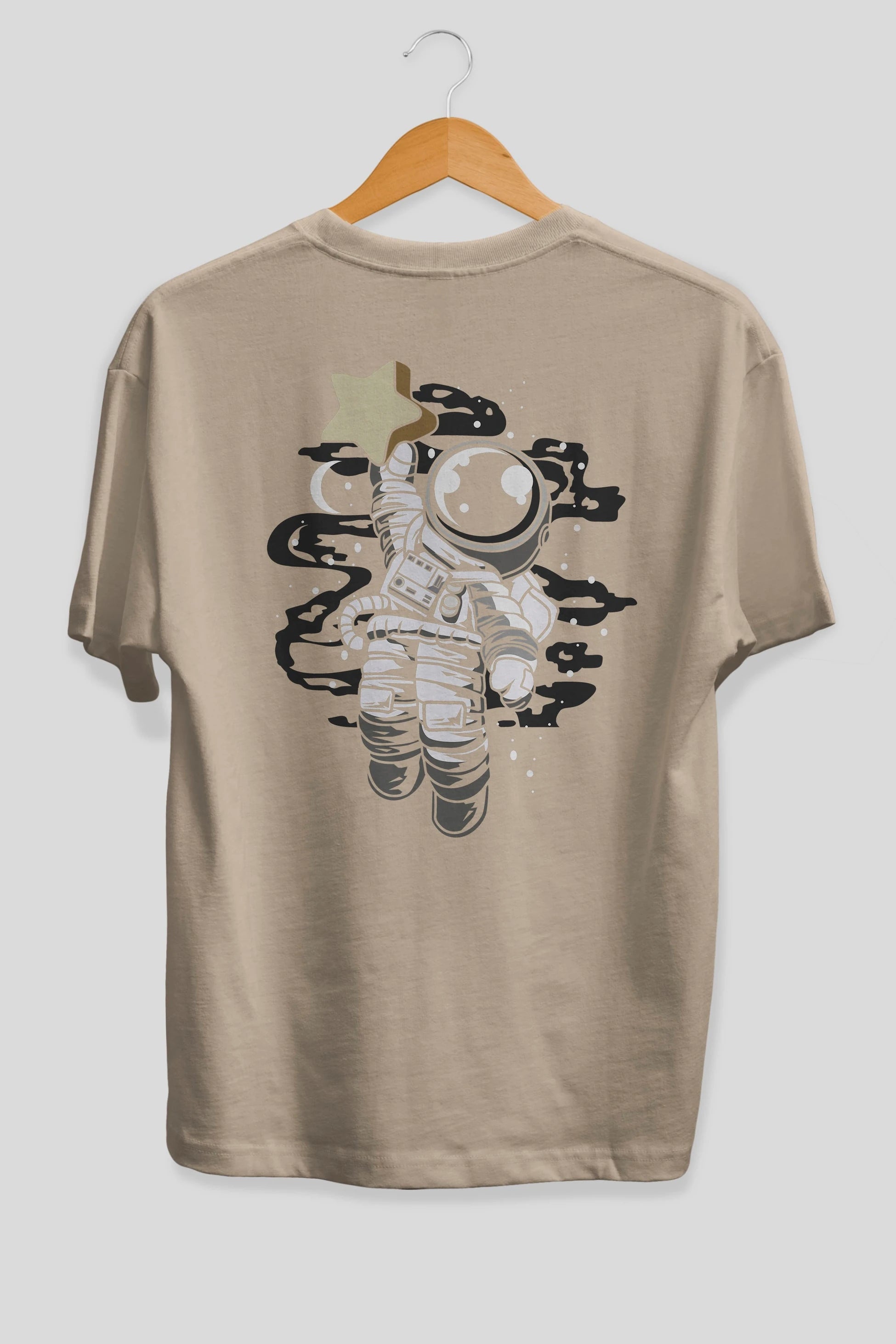 Astronaut Reach The Star Arka Baskılı Oversize t-shirt Erkek Kadın Unisex