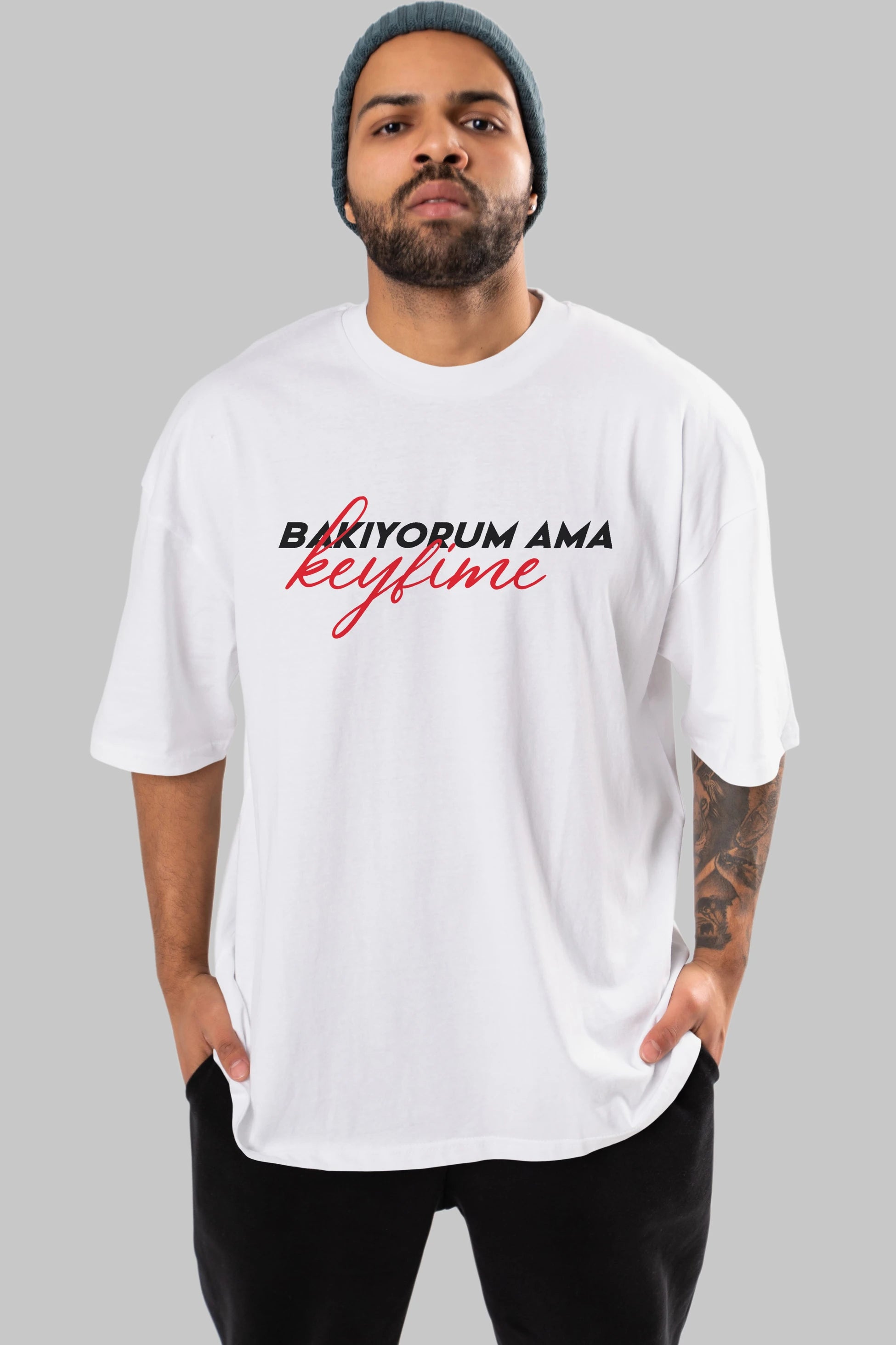Bakıyorum Ama Keyfime Ön Baskılı Oversize t-shirt %100 pamuk Erkek Kadın Unisex