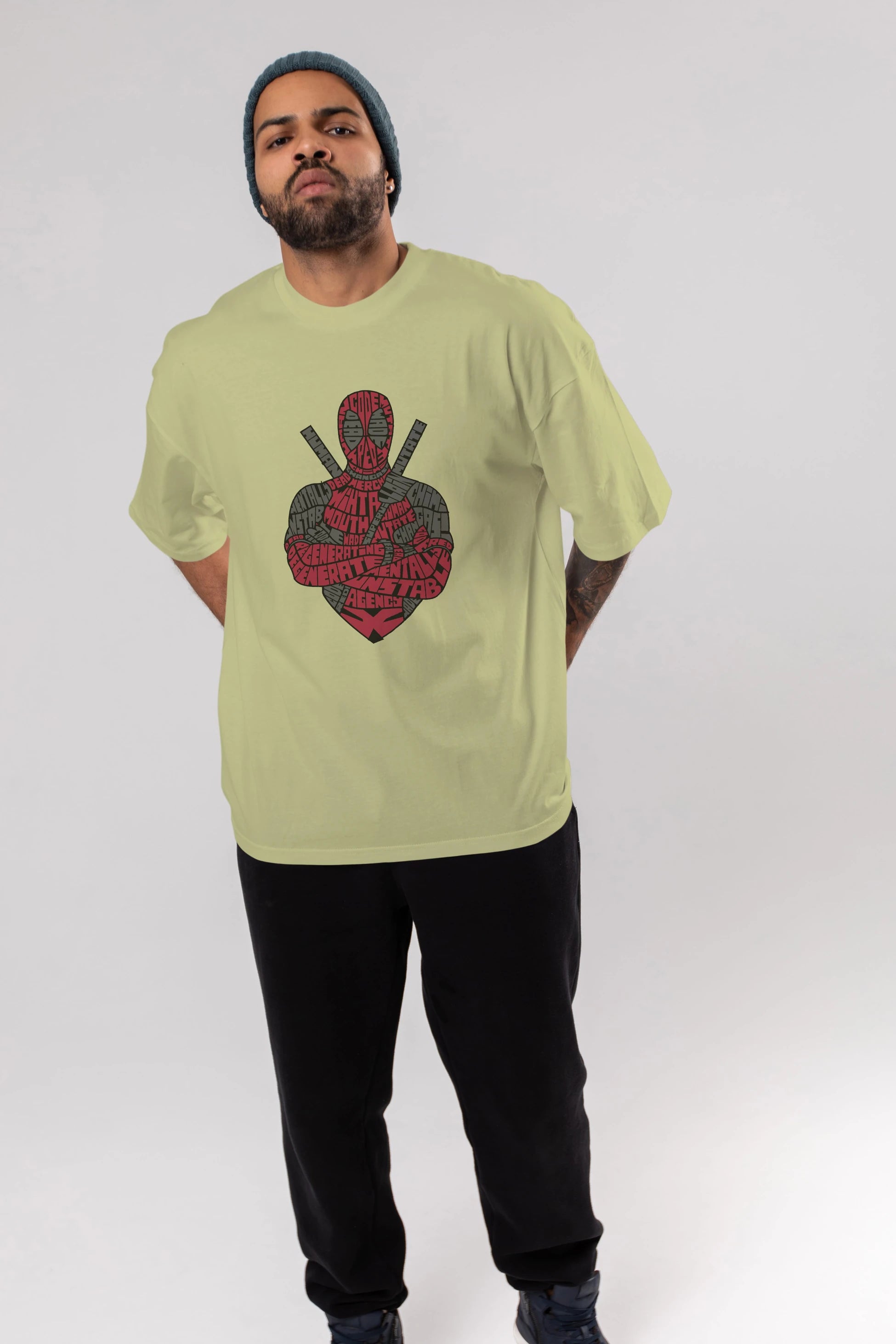 Dead Red Ön Baskılı Oversize t-shirt %100 pamuk Erkek Kadın Unisex