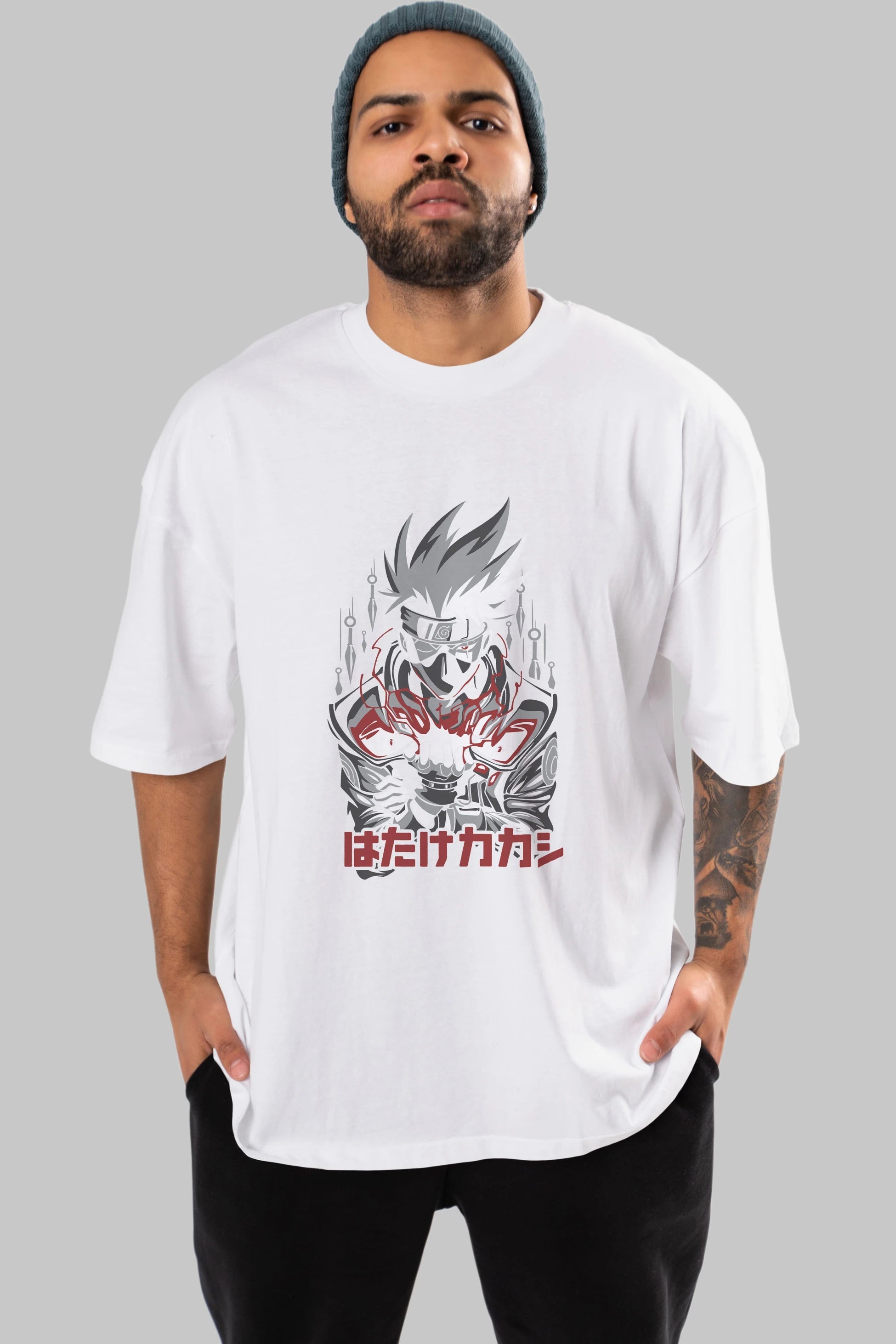 KAKASHI HATAKE NARUTO 1 Anime Ön Baskılı Oversize t-shirt %100 pamuk Erkek Kadın Unisex