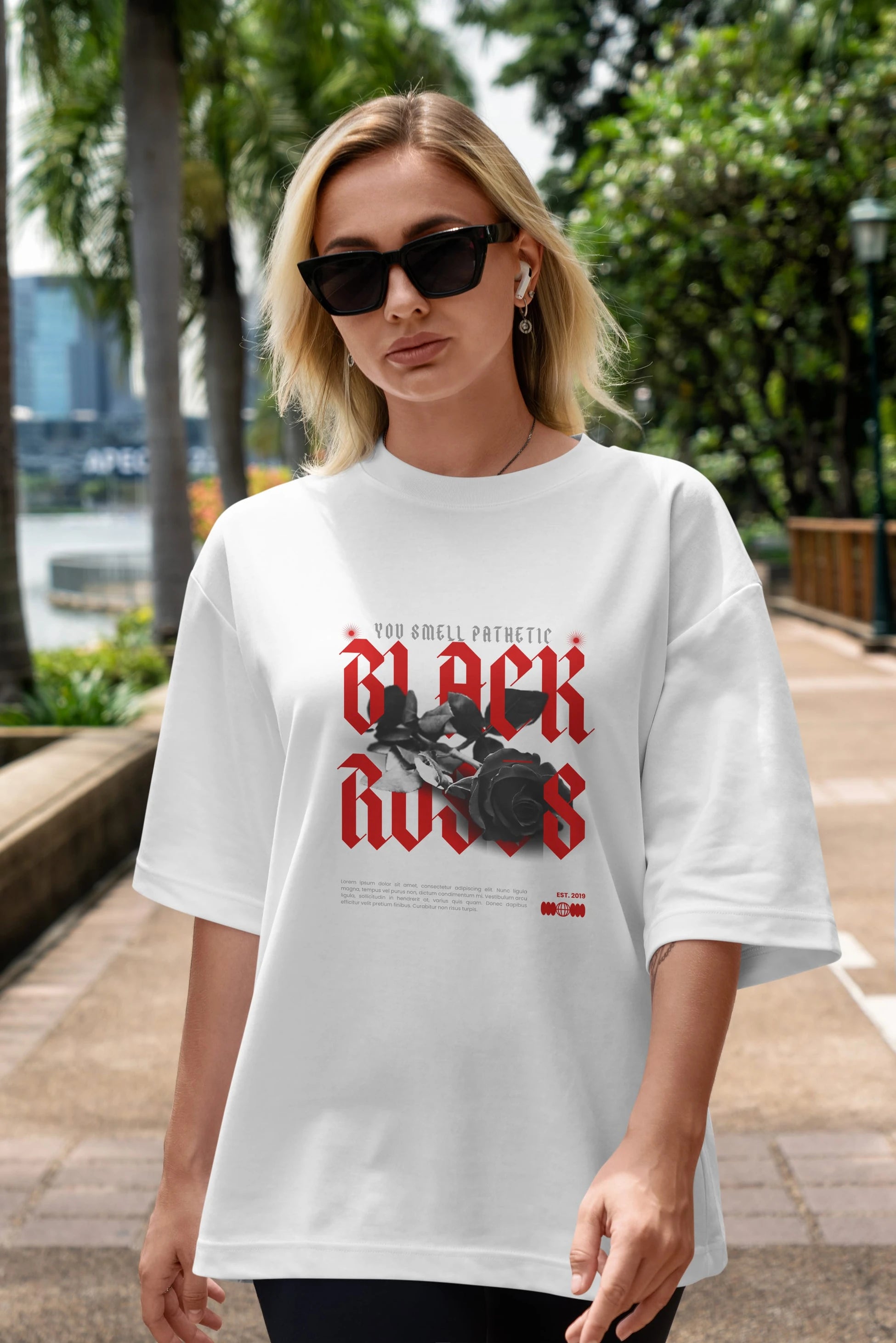 Black Roses Ön Baskılı Oversize t-shirt Erkek Kadın Unisex
