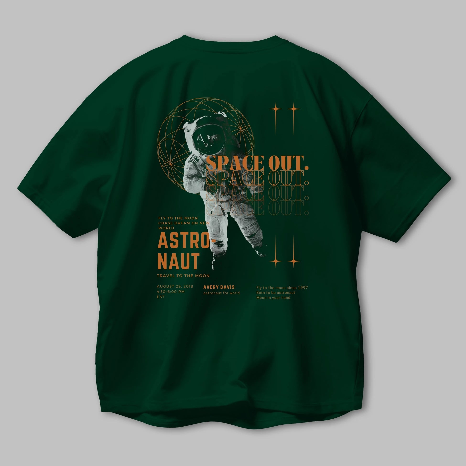 Astronaut Space Out Yazılı Arka Baskılı Oversize t-shirt Erkek Kadın Unisex
