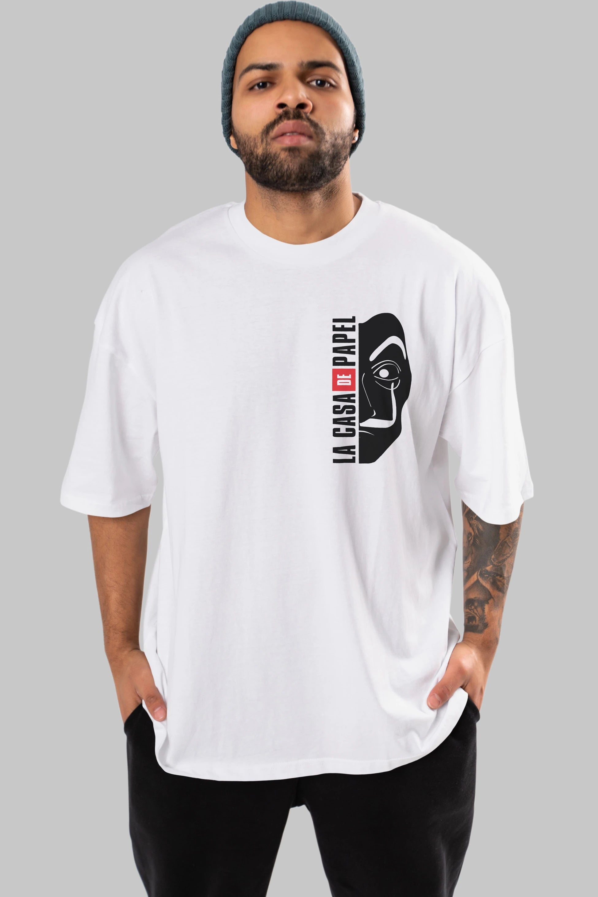 La Casa De Papel (3) Ön Sol Baskılı Oversize t-shirt Erkek Kadın Unisex %100 Pamuk Bisiklet Yaka tişort