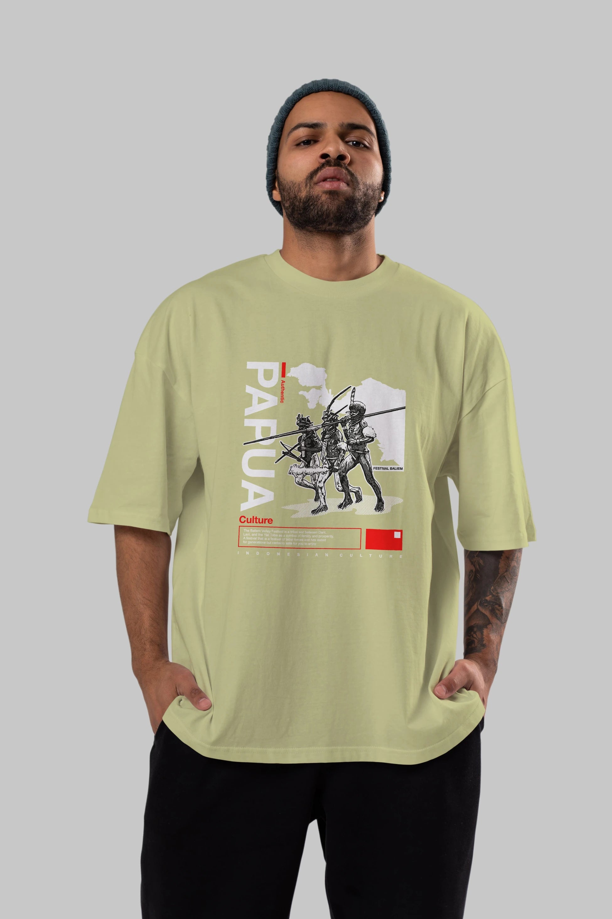 Papua Culture Ön Baskılı Oversize t-shirt Erkek Kadın Unisex