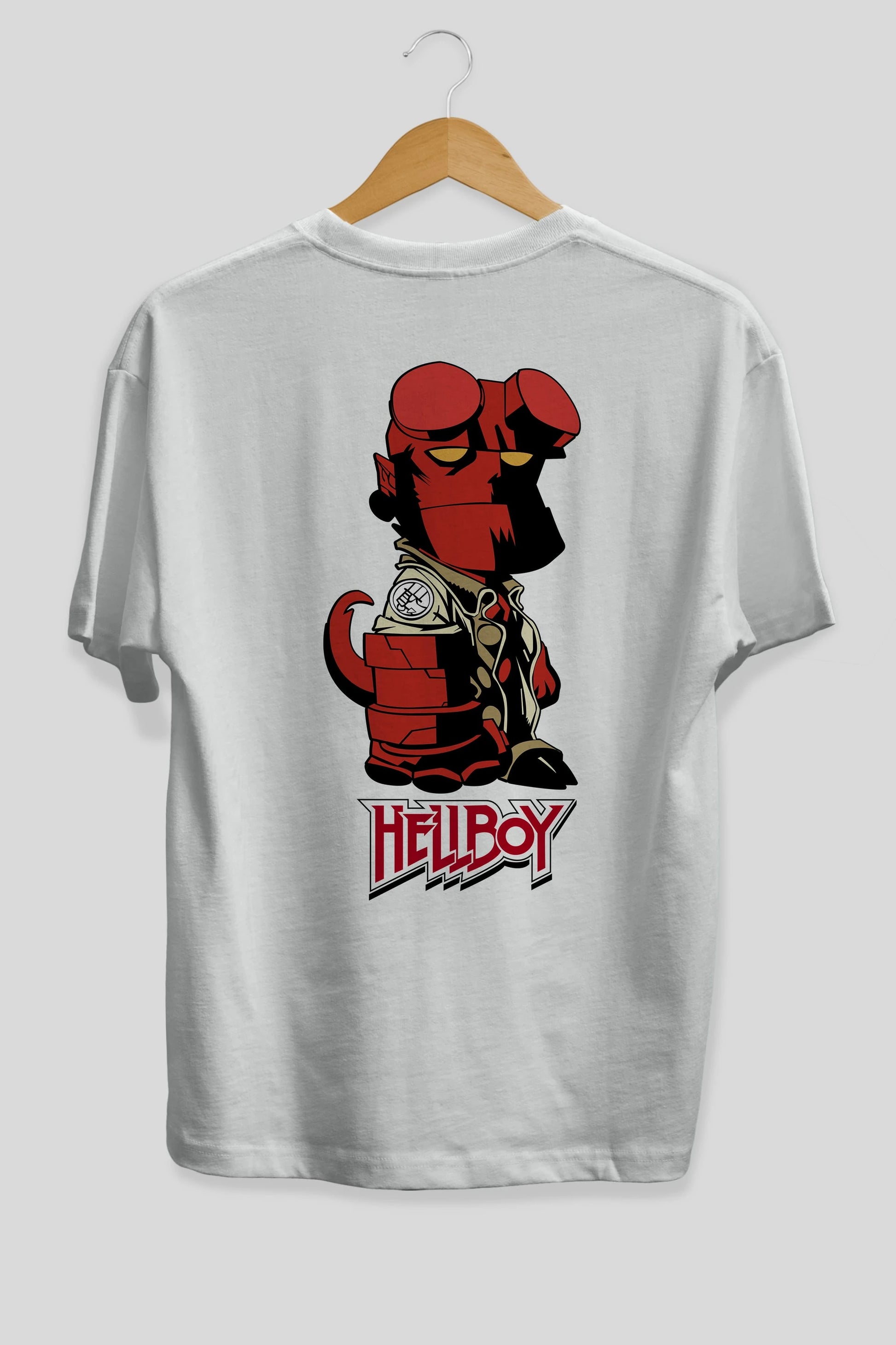Hellboy (1) Arka Baskılı Oversize t-shirt Erkek Kadın Unisex %100 Pamuk Bisiklet Yaka tişort