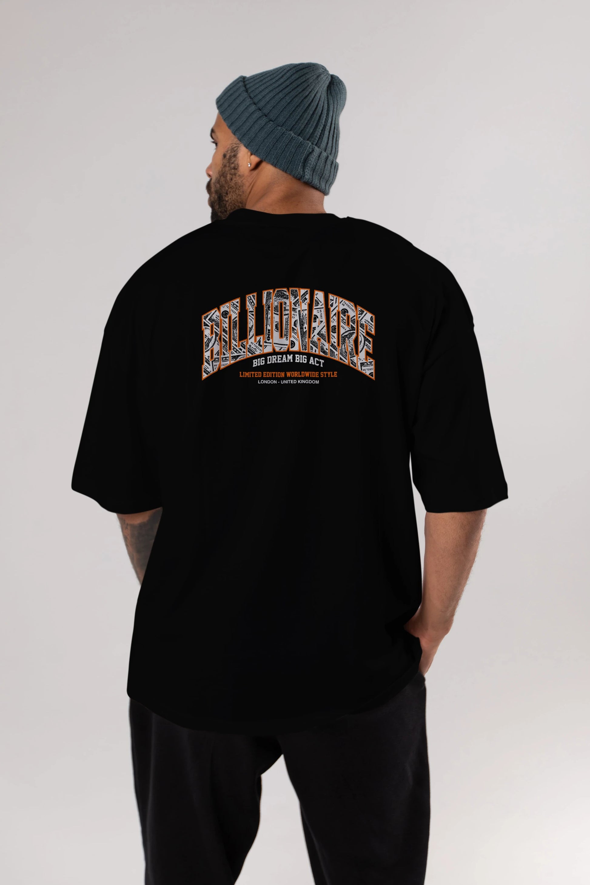 Billionaire Arka Baskılı Oversize t-shirt Erkek Kadın Unisex