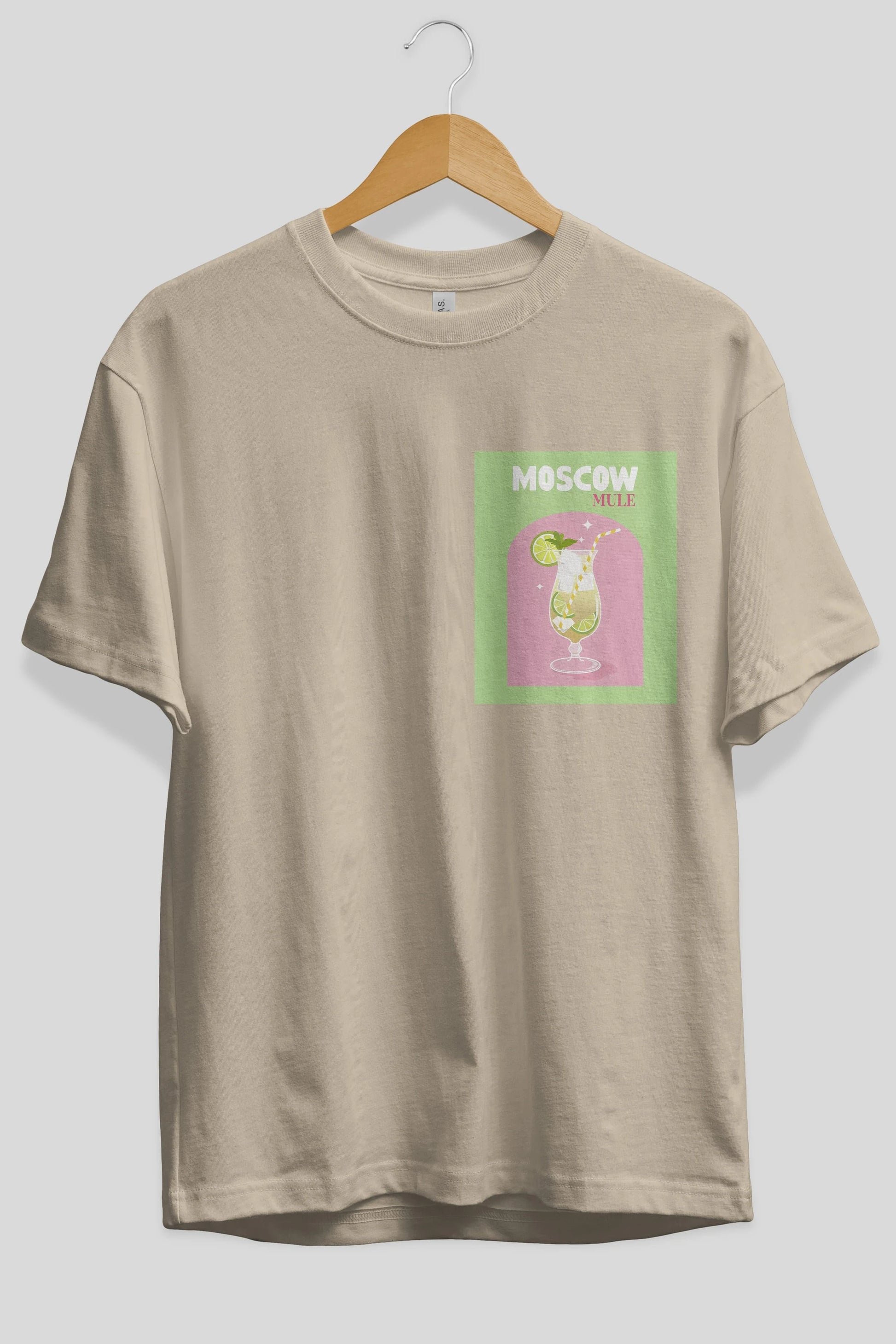 Moscow Mule 5 Ön Sol Baskılı Oversize t-shirt Erkek Kadın Unisex %100 Pamuk Bisiklet Yaka tişort