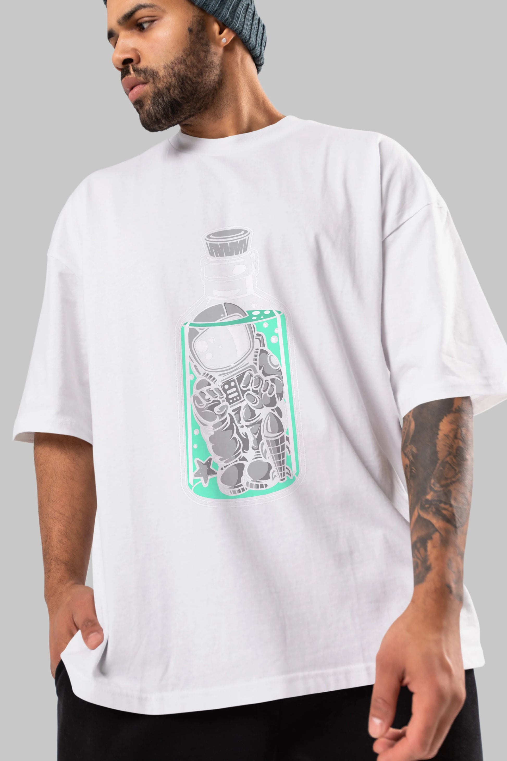 Astronaut in The Bottle Ön Baskılı Oversize t-shirt Erkek Kadın Unisex