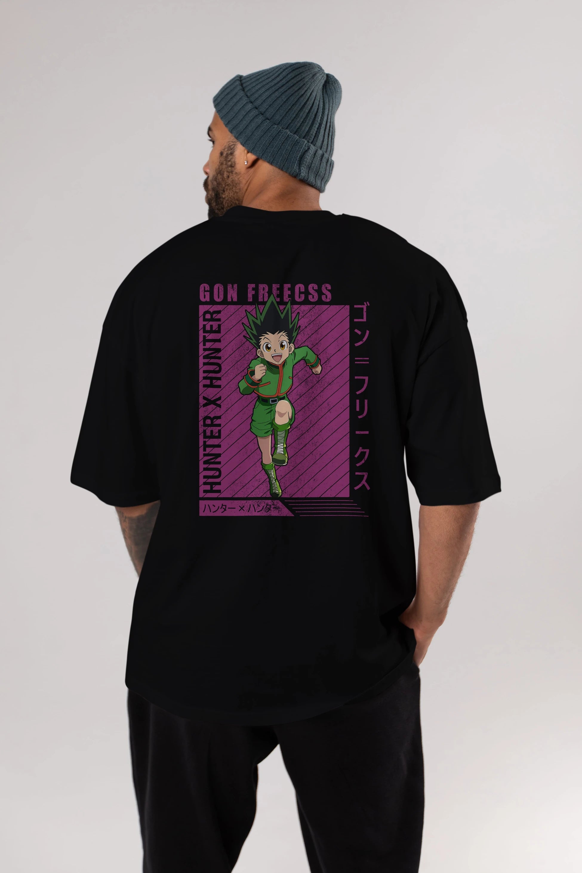 Gon Freecss HUNTER X HUNTER 3 Anime Arka Baskılı Oversize t-shirt Erkek Kadın Unisex