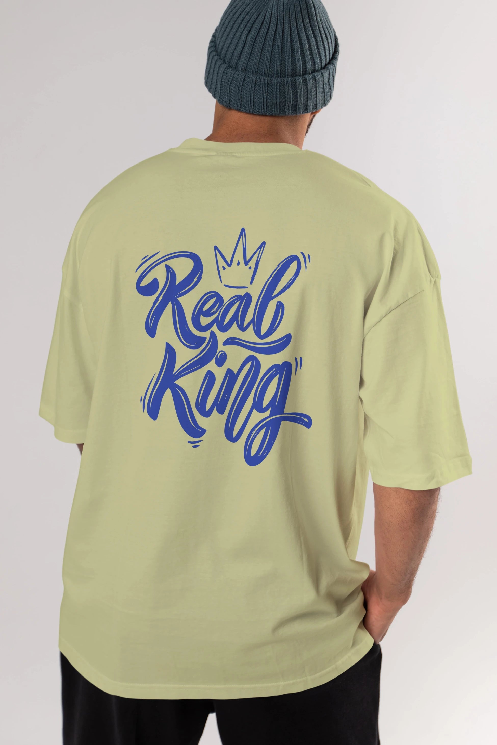 Real King Yazılı Arka Baskılı Oversize t-shirt Erkek Kadın Unisex