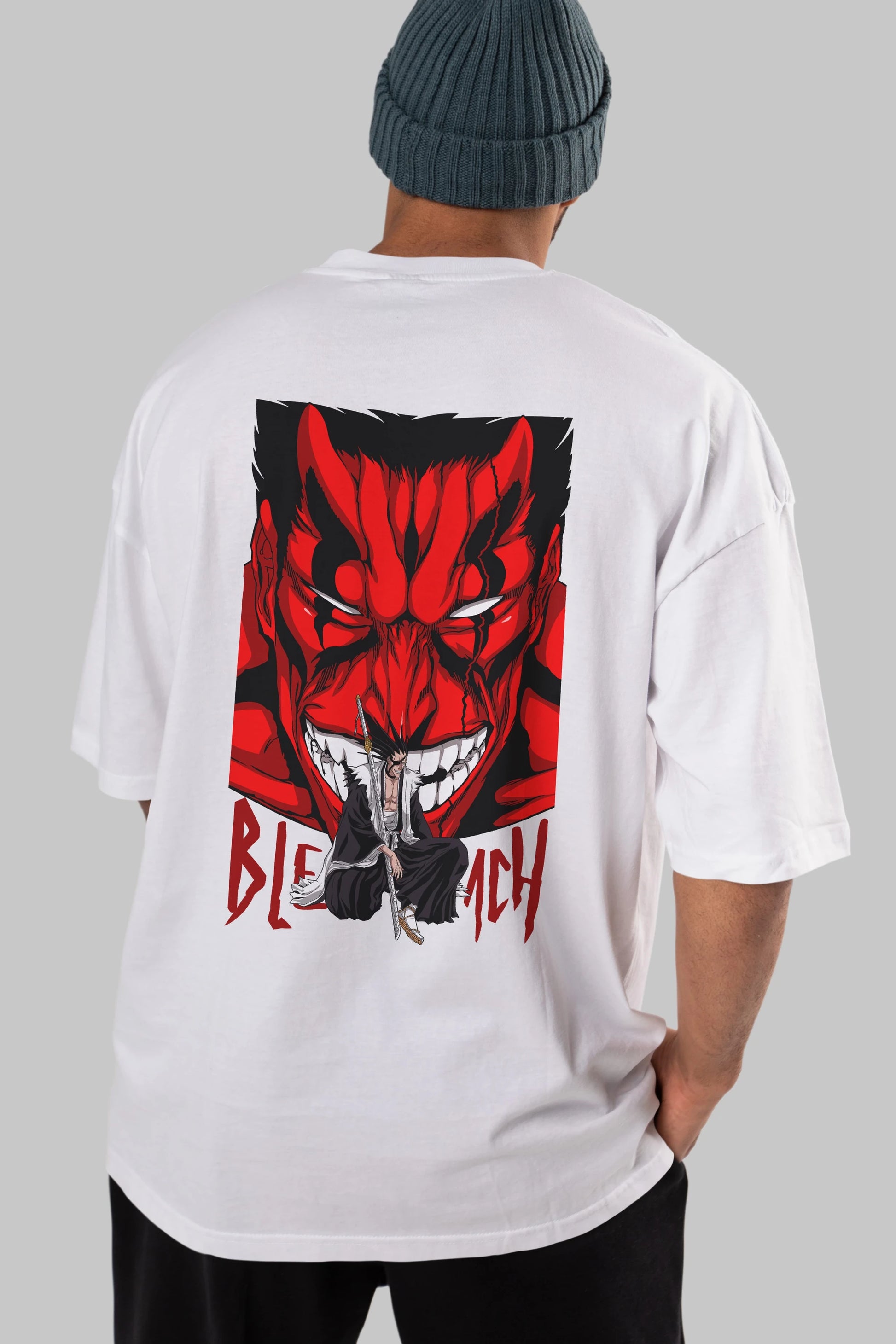 KENPACHI ZARAKI BLEACH Anime Arka Baskılı Oversize t-shirt Erkek Kadın Unisex