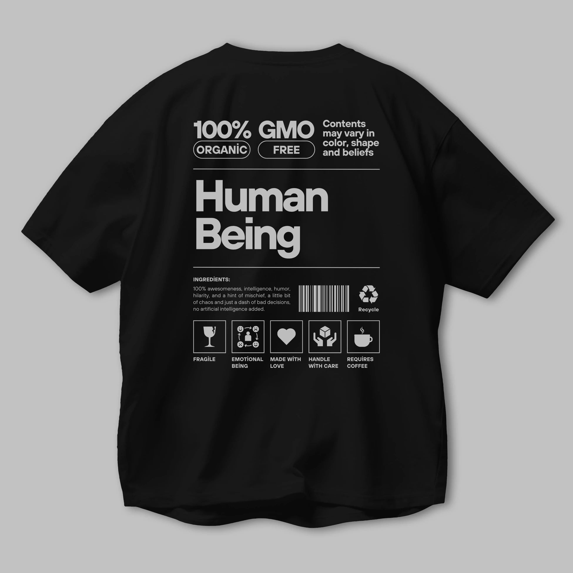 Human Being Arka Baskılı Oversize t-shirt Erkek Kadın Unisex