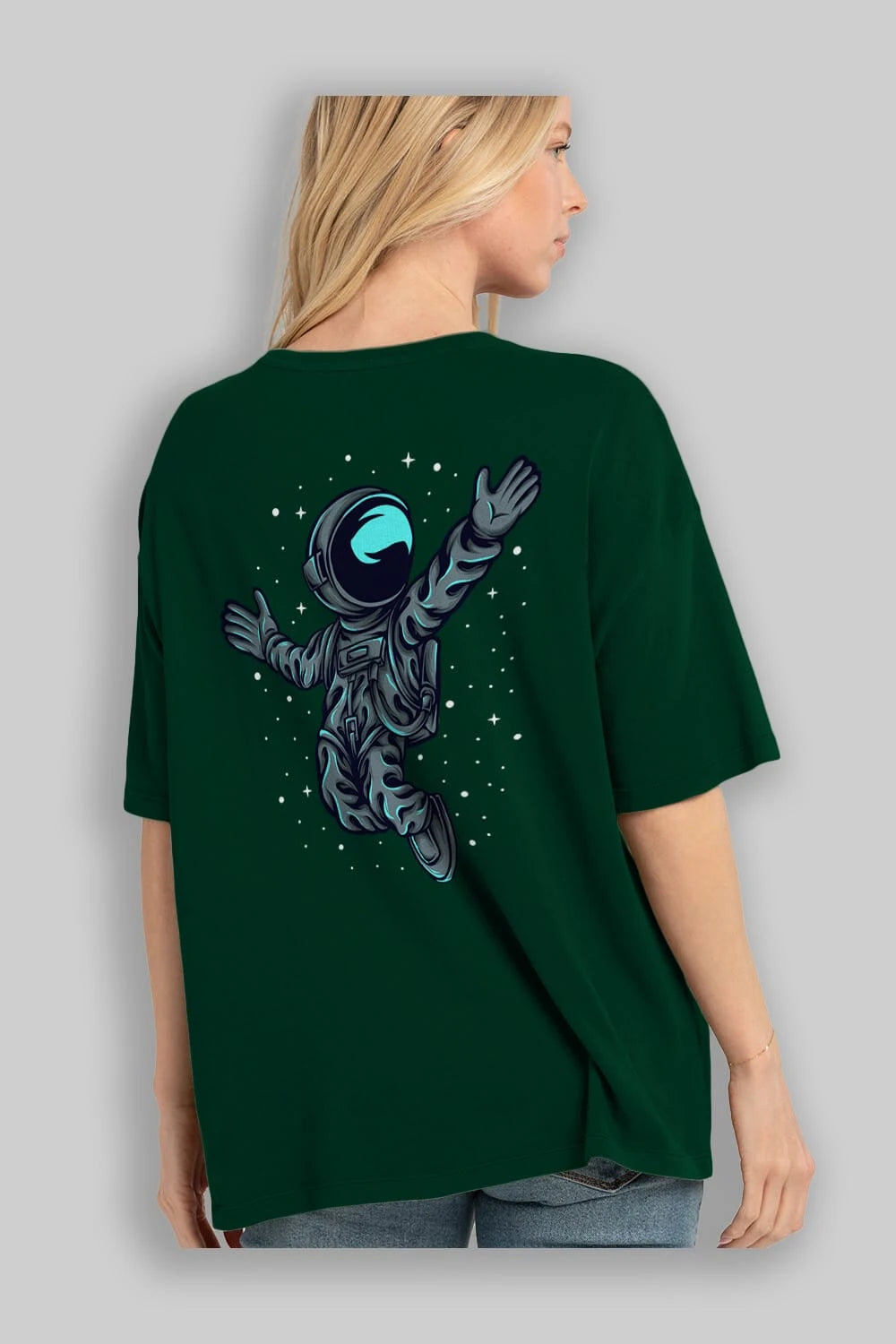 Happy Astronaut Arka Baskılı Oversize t-shirt Erkek Kadın Unisex