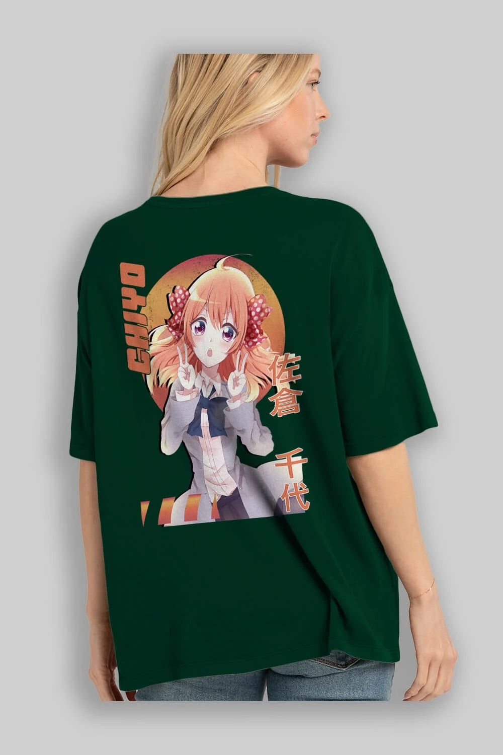 Chiyo Sakura 5 Anime Arka Baskılı Oversize t-shirt Erkek Kadın Unisex