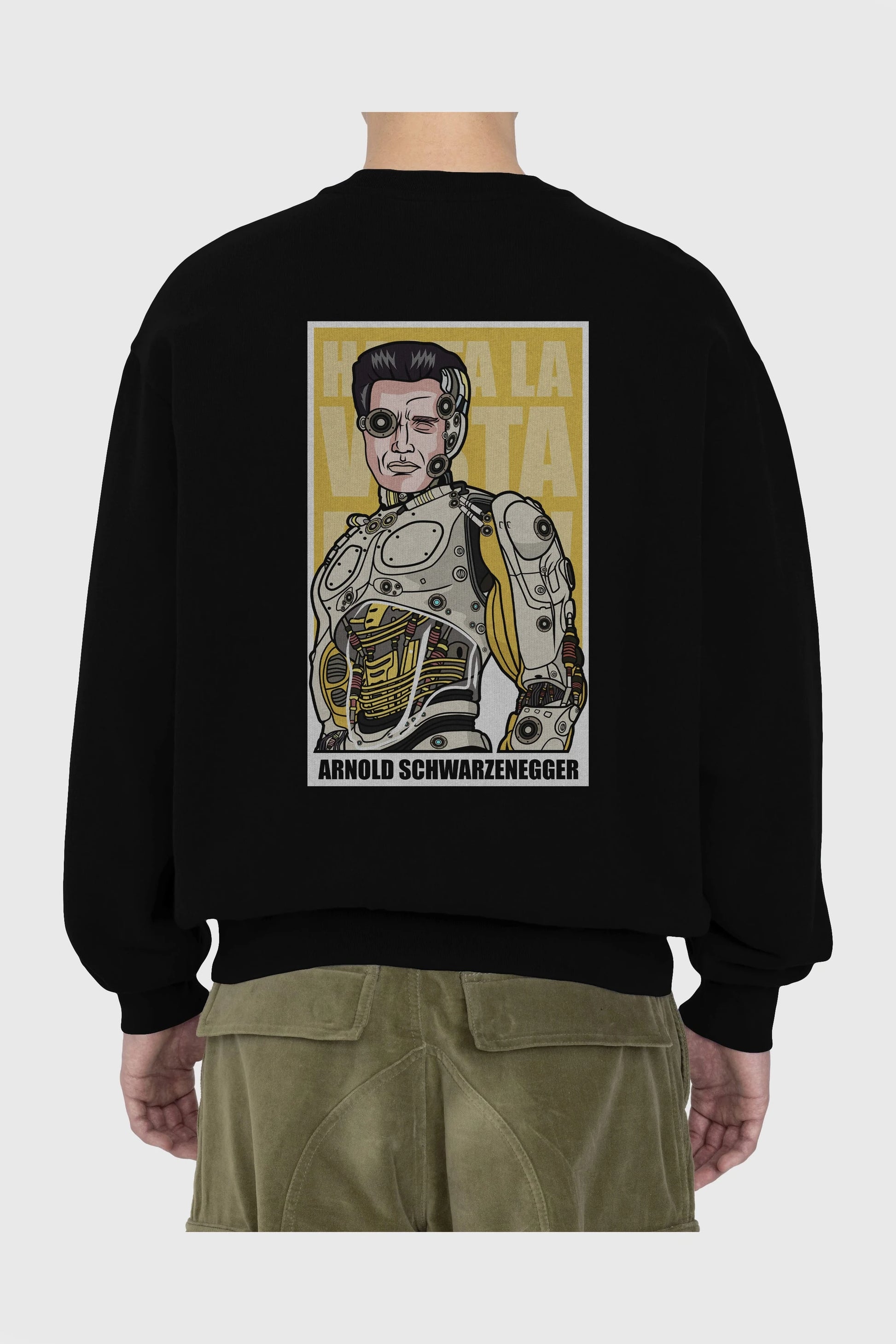 Arnold Robot Human Arka Baskılı Oversize Sweatshirt Erkek Kadın Unisex