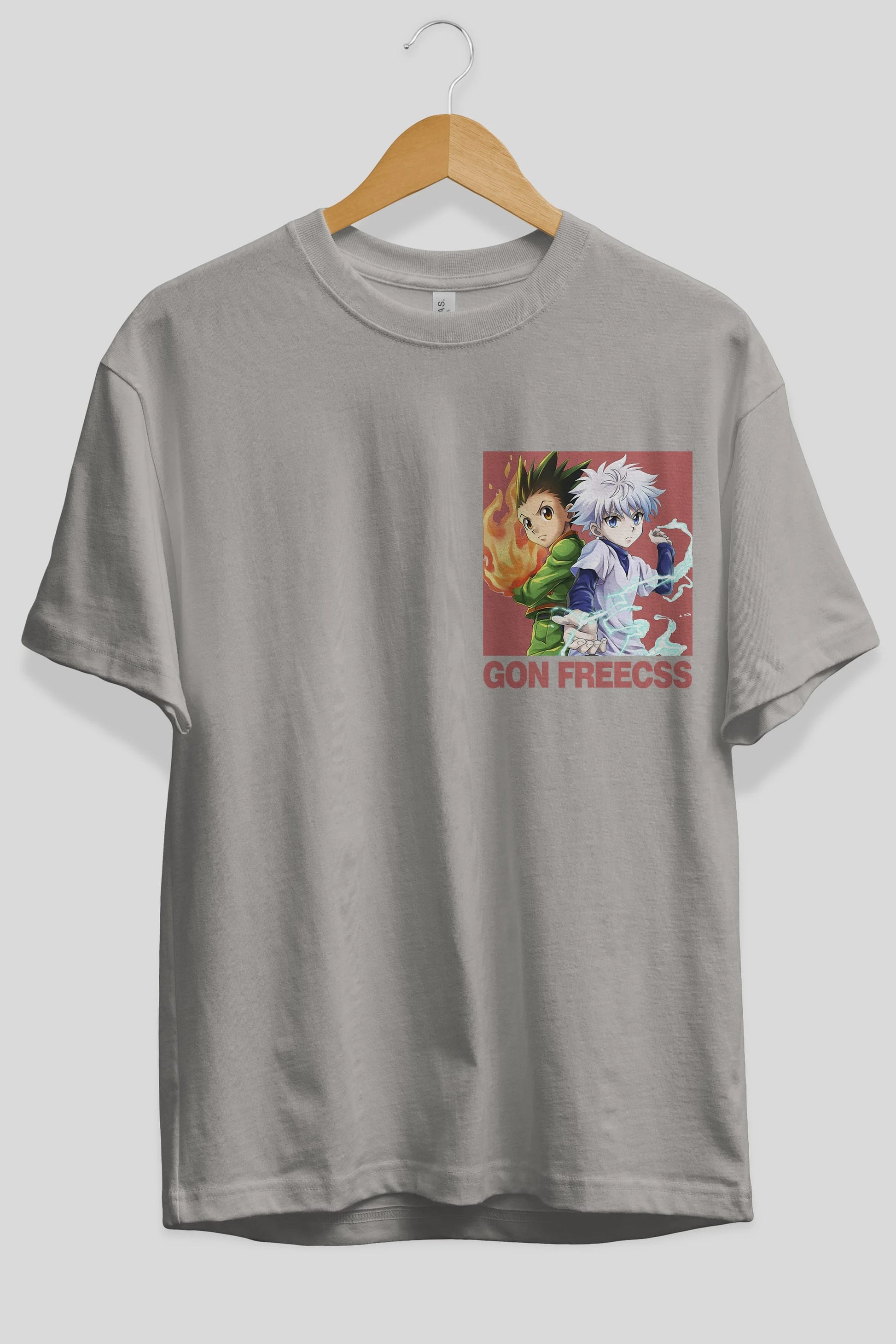 Gon Freecss HUNTER X HUNTER 4 Ön Sol Baskılı Oversize t-shirt Erkek Kadın Unisex %100 Pamuk Bisiklet Yaka tişort