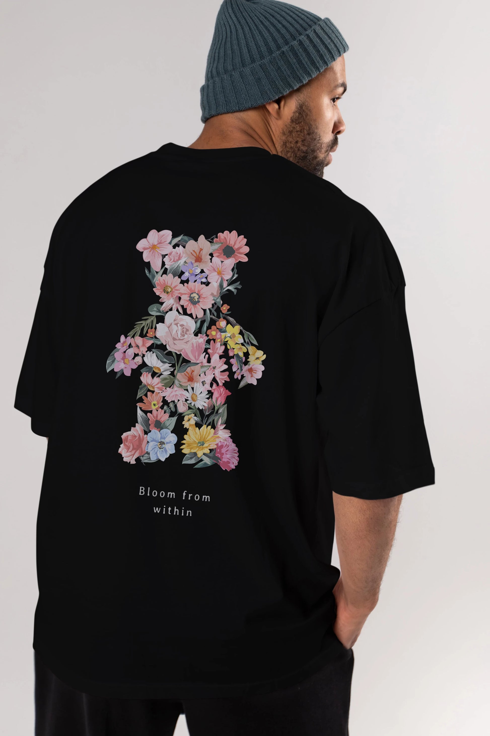 Bloom from Bear Arka Baskılı Oversize t-shirt Erkek Kadın Unisex