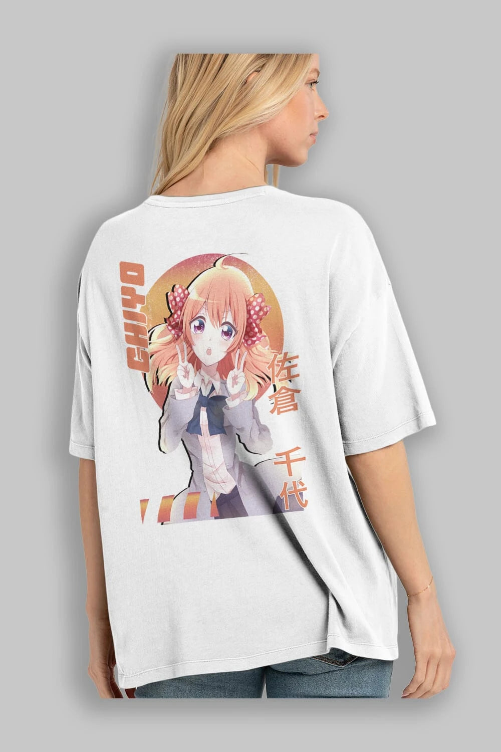Chiyo Sakura 5 Anime Arka Baskılı Oversize t-shirt Erkek Kadın Unisex