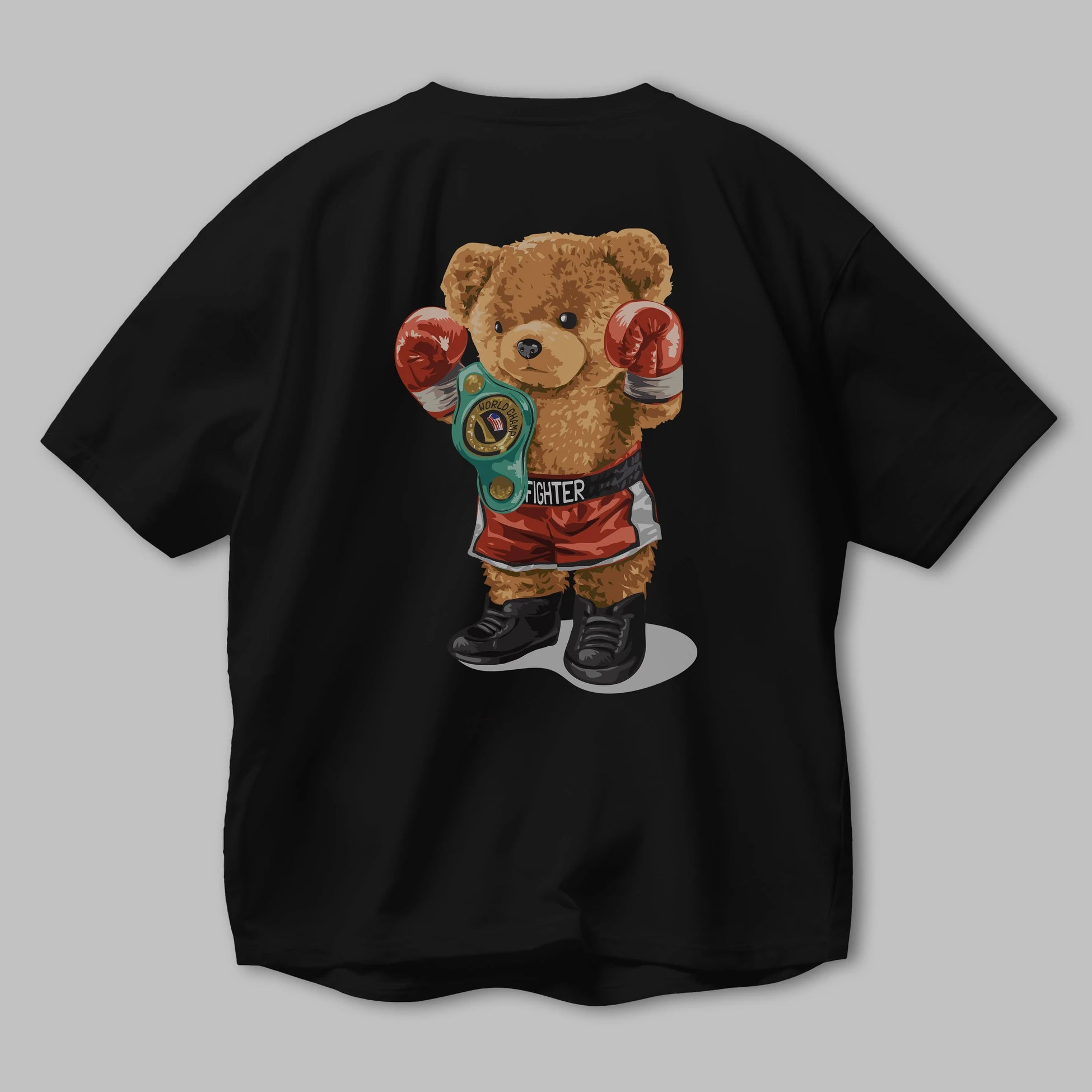 Teddy Bear Victory Arka Baskılı Oversize t-shirt Erkek Kadın Unisex %100 Pamuk