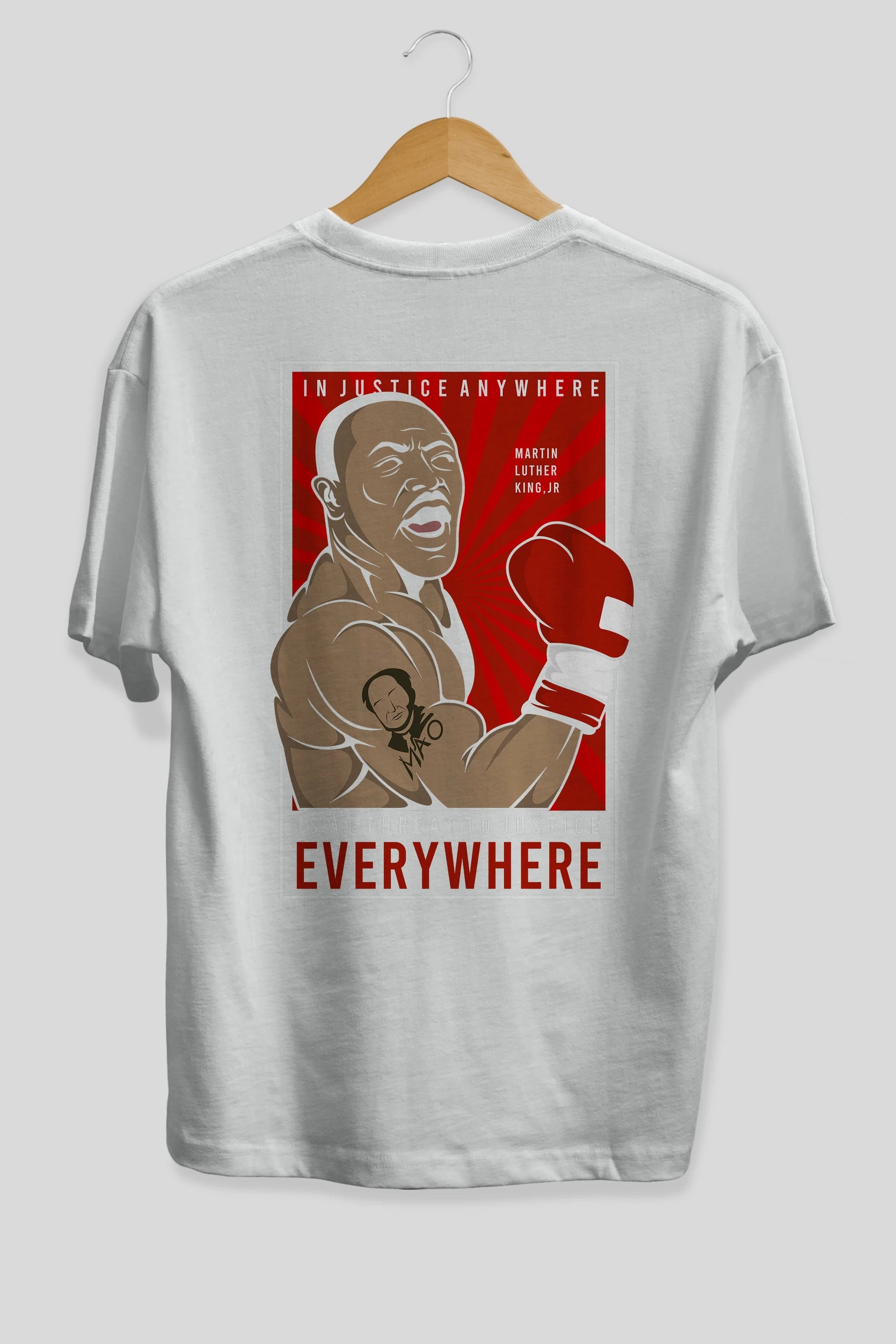 Luther King Boxer Arka Baskılı Oversize t-shirt Erkek Kadın Unisex %100 Pamuk tişort