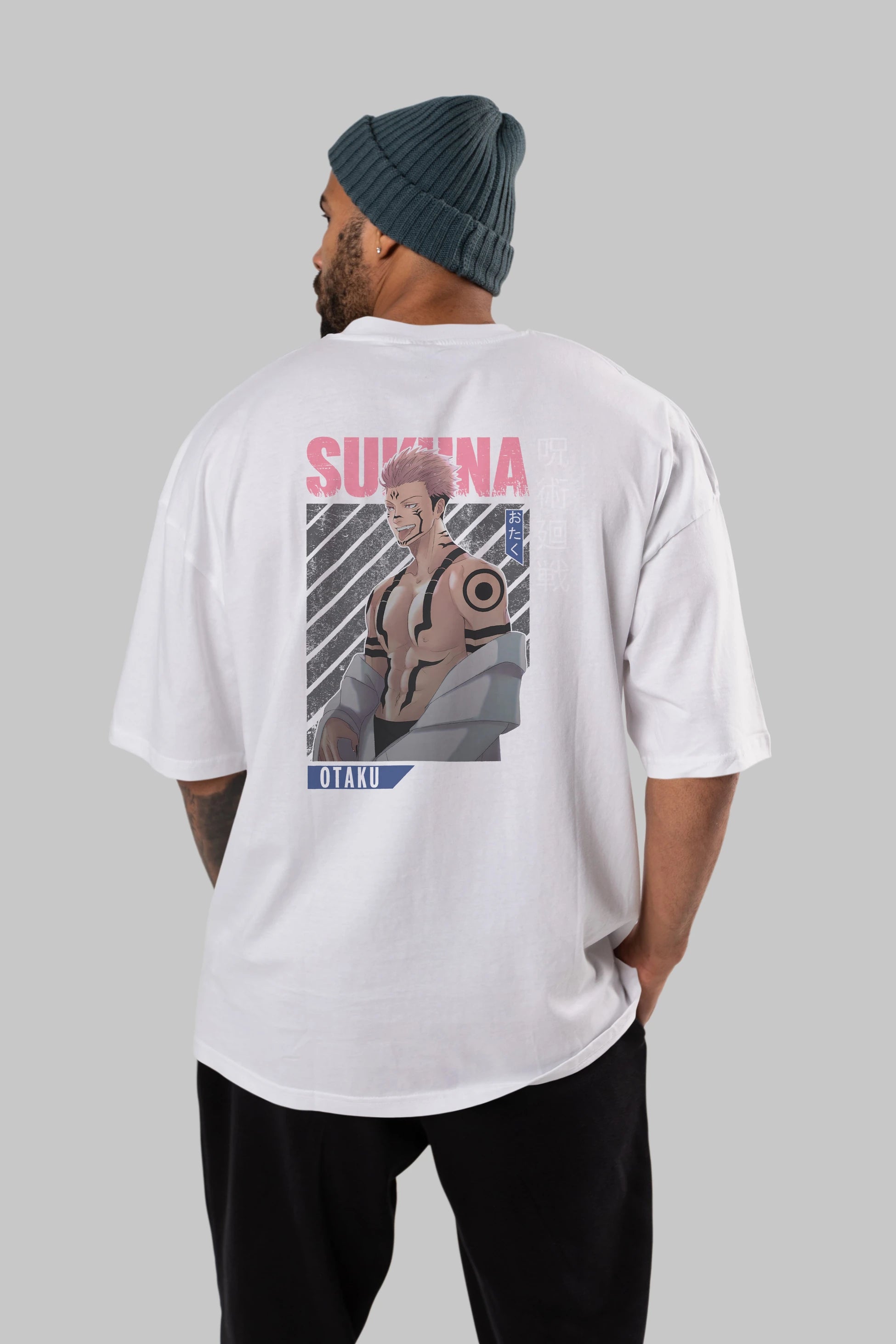 Sukuna Ryoumen Anime Arka Baskılı Oversize t-shirt Erkek Kadın Unisex