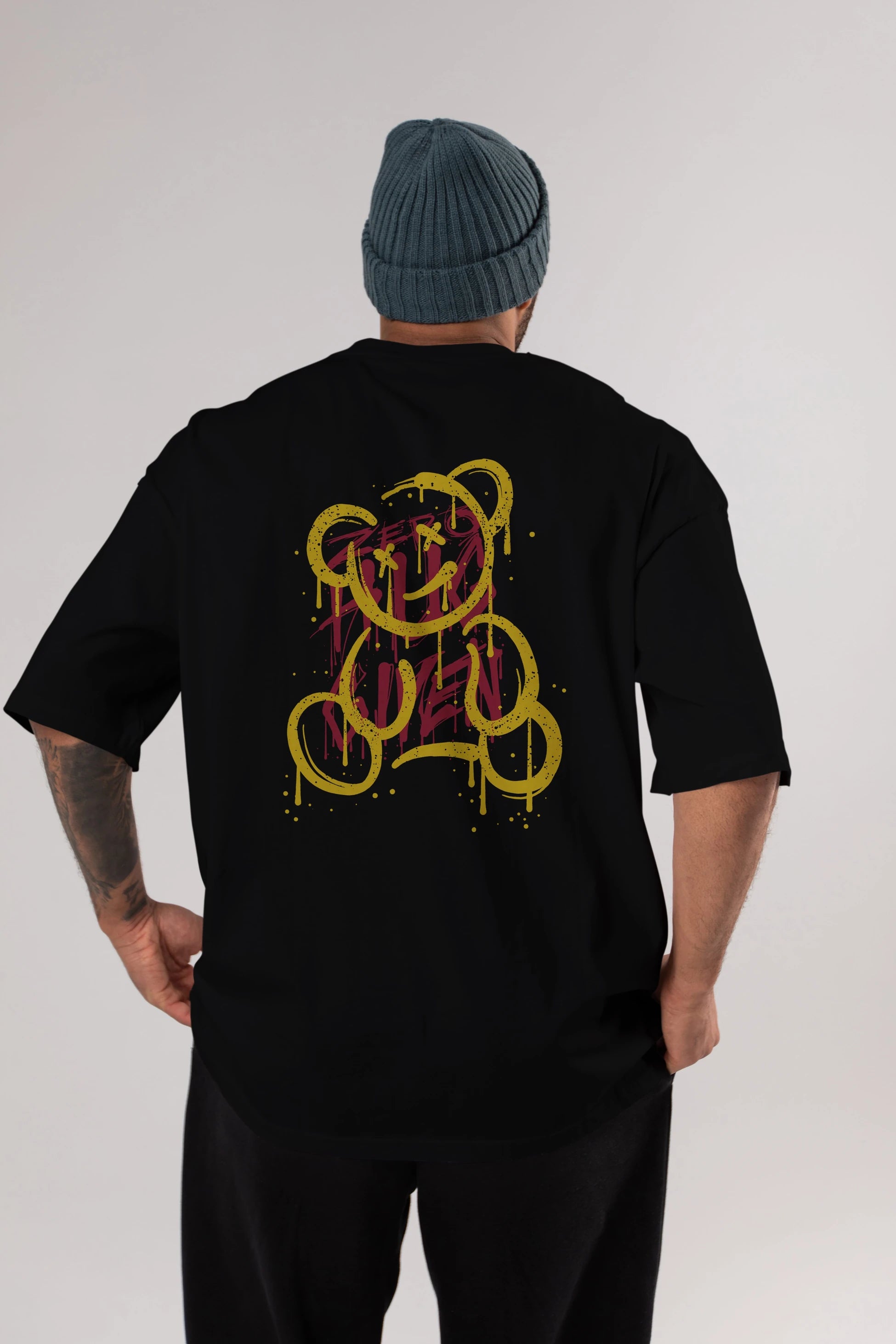 Zero Hug Bear Arka Baskılı Oversize t-shirt Erkek Kadın Unisex