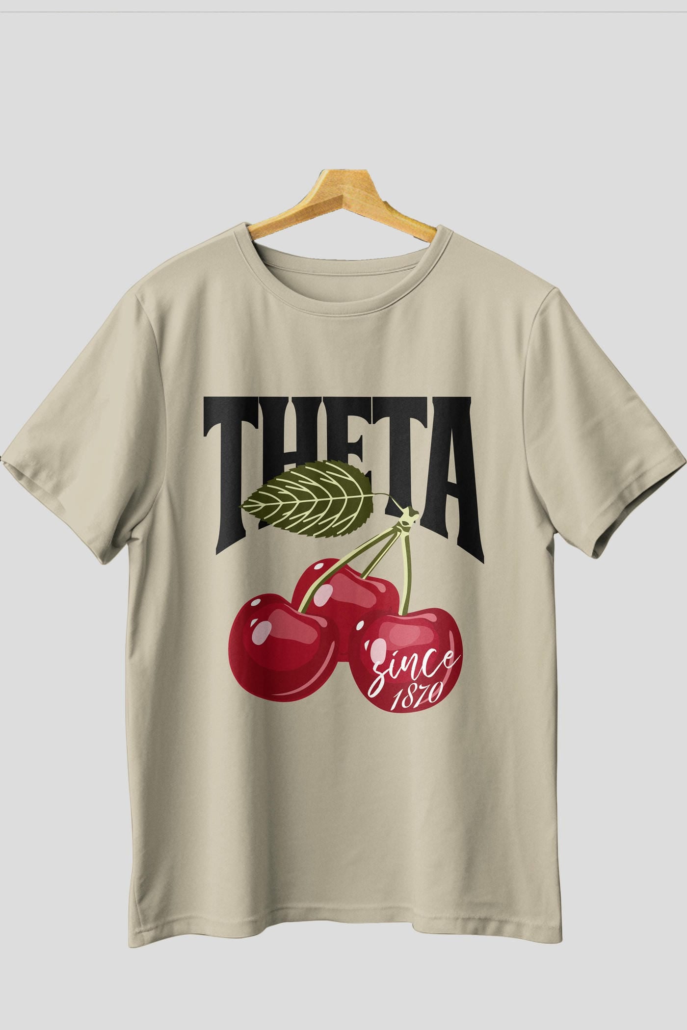 Theta Cherry Cherries Ön Baskılı Oversize t-shirt Erkek Kadın Pamuk Bisiklet Yaka tişort