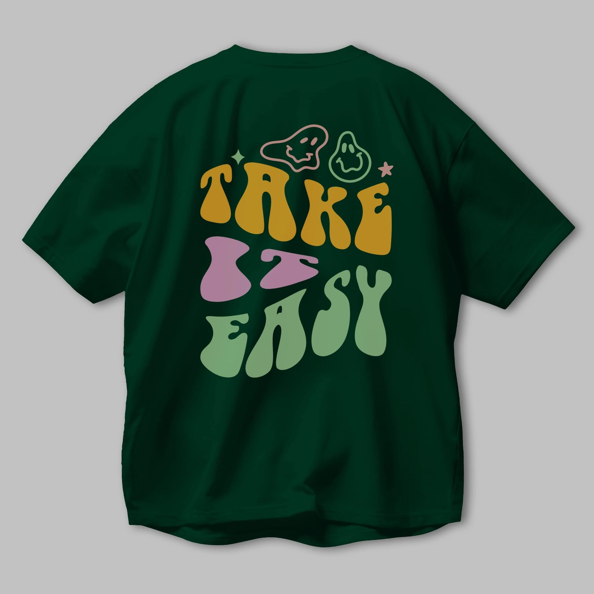 Take it Easy Yazılı Arka Baskılı Oversize t-shirt Erkek Kadın Unisex