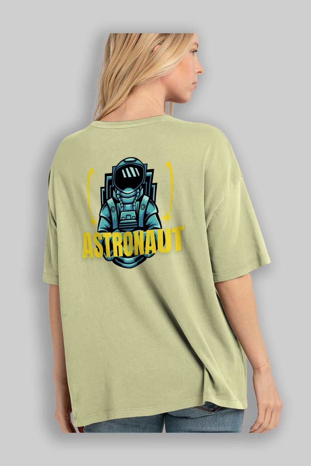 Astronaut Arka Baskılı Oversize t-shirt Erkek Kadın Unisex