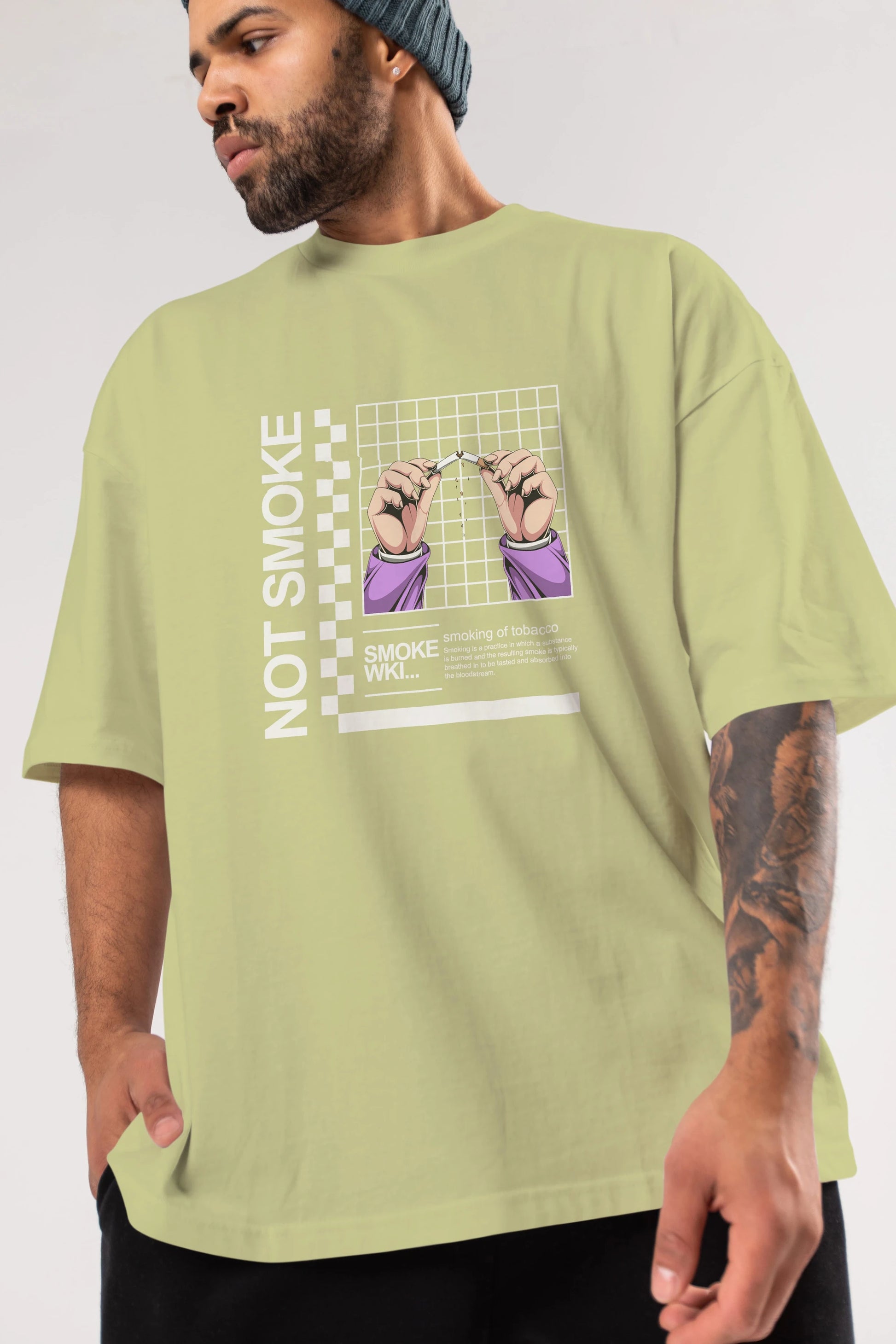 Not Smoke Ön Baskılı Oversize t-shirt Erkek Kadın Unisex