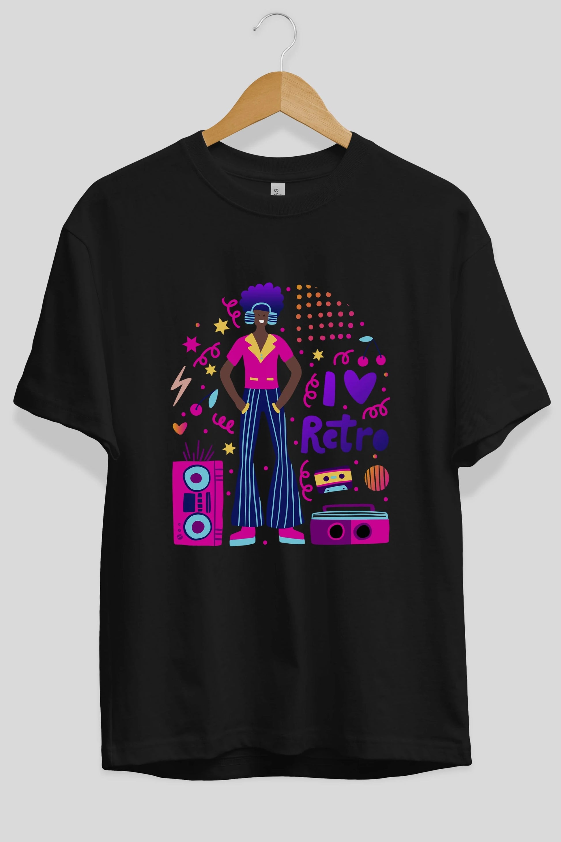 Retro Boy Party Ön Baskılı Oversize t-shirt Erkek Kadın Unisex