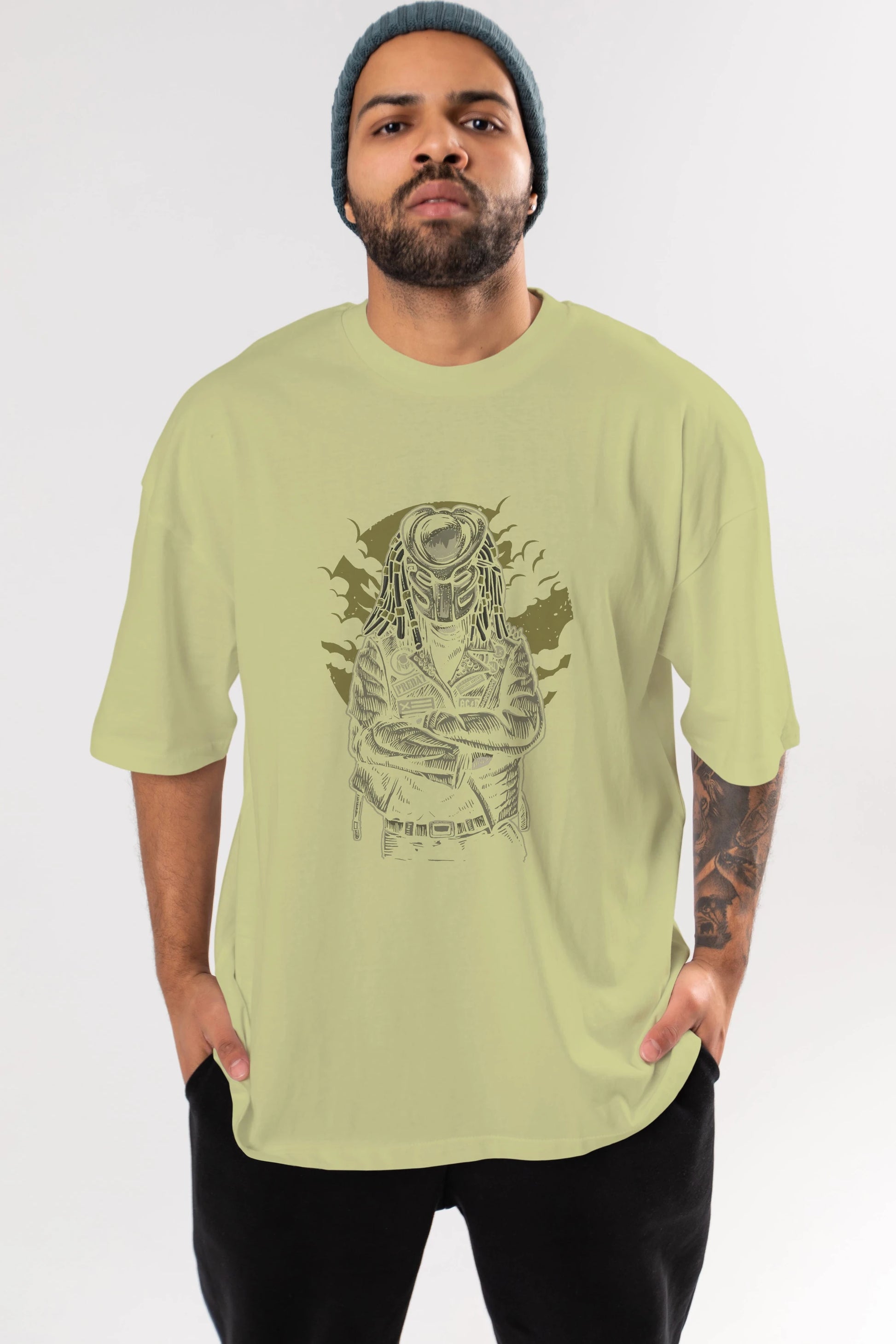 Predator Ön Baskılı Oversize t-shirt Erkek Kadın Unisex %100 Pamuk tişort