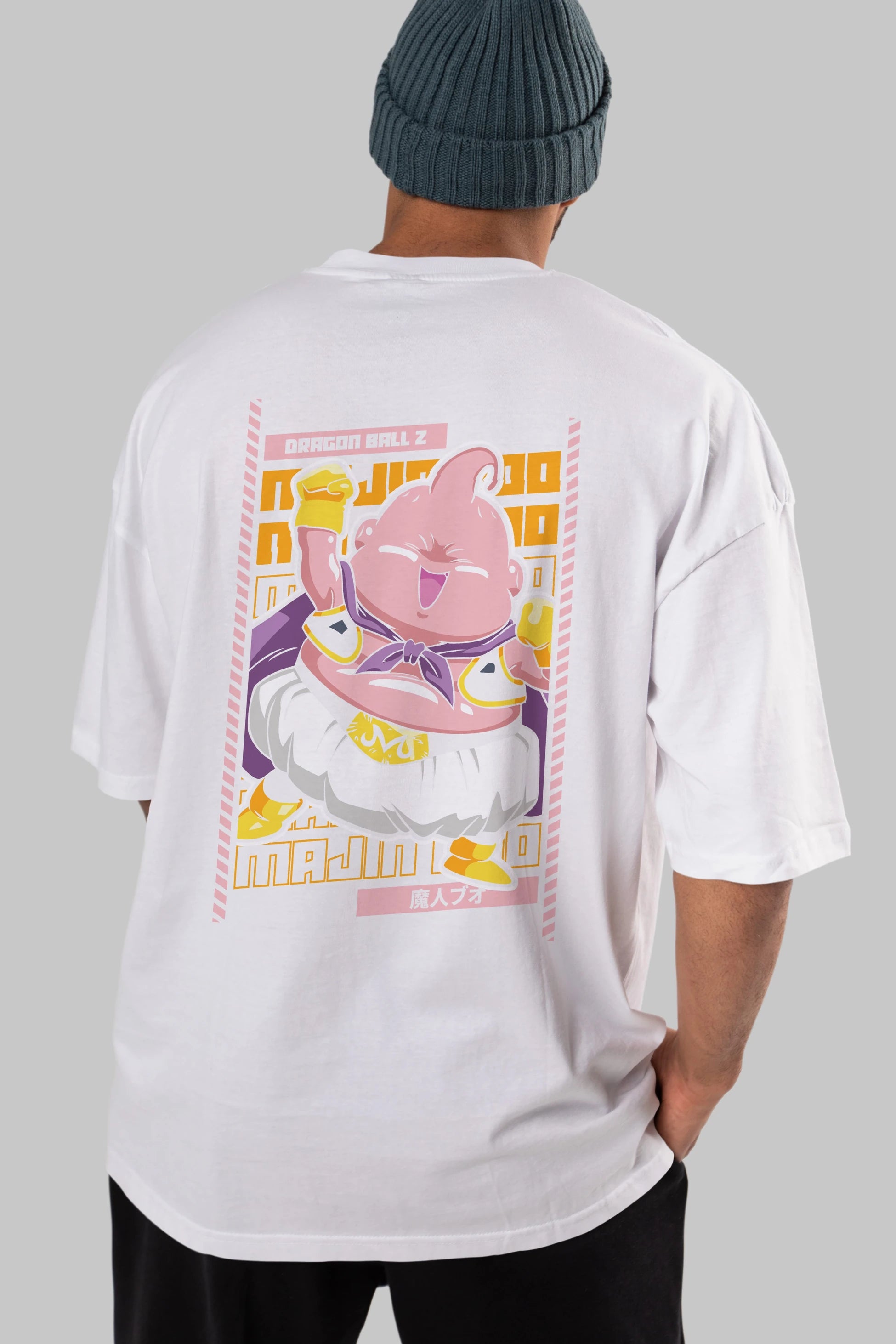 MAJIN BOO1 Anime Arka Baskılı Oversize t-shirt Erkek Kadın Unisex
