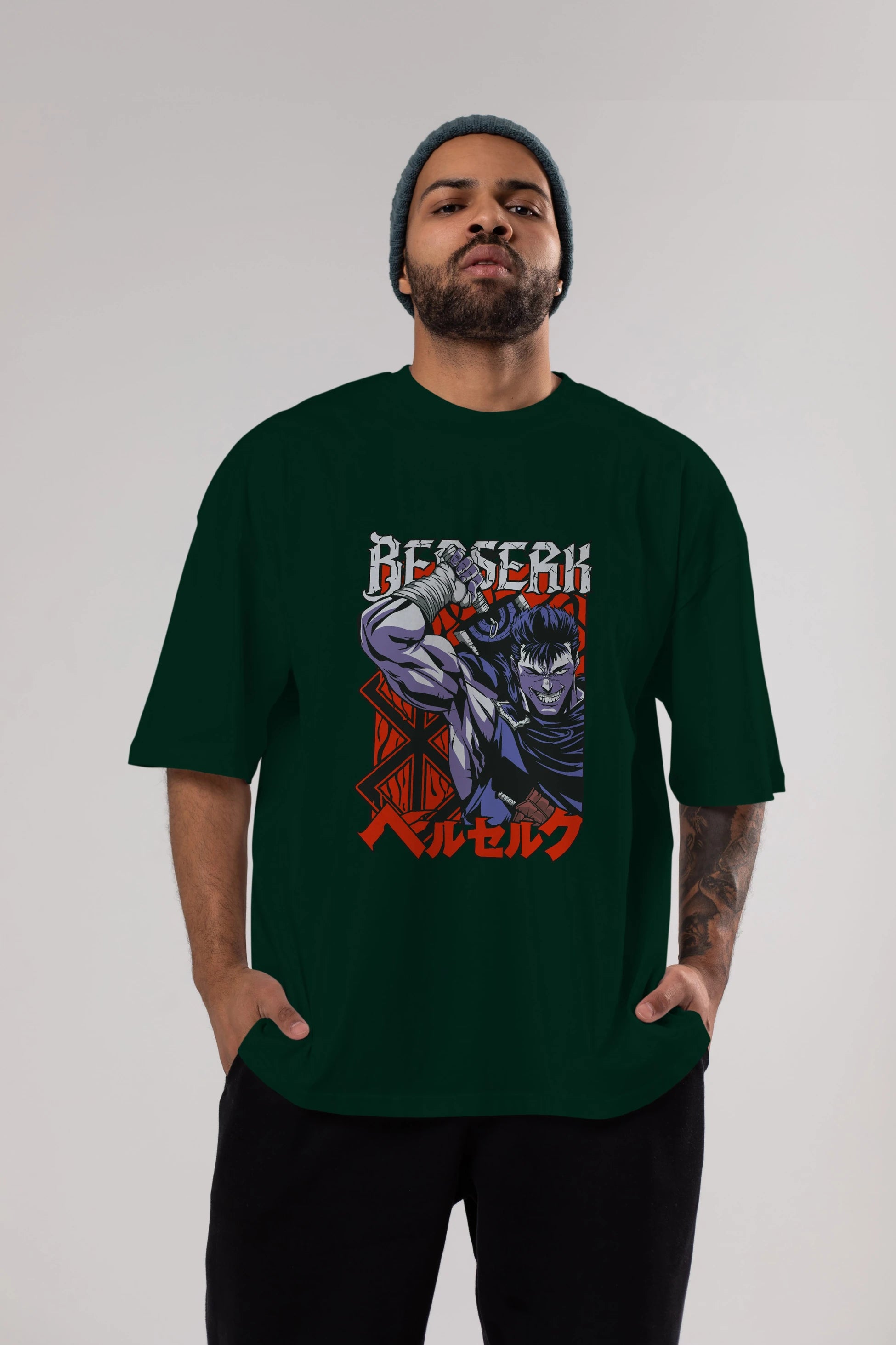 GUTS berserk Anime Ön Baskılı Oversize t-shirt %100 pamuk Erkek Kadın Unisex