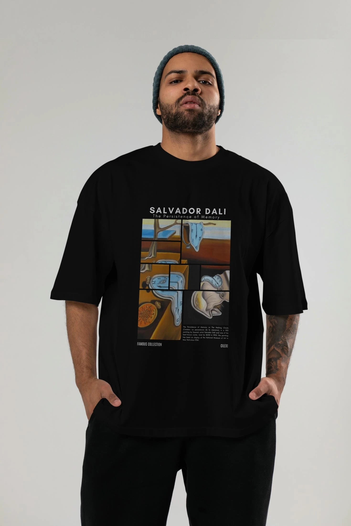 Salvador Dali ön Baskılı Oversize t-shirt Erkek Kadın Bisiklet Yaka Pamuk tişort