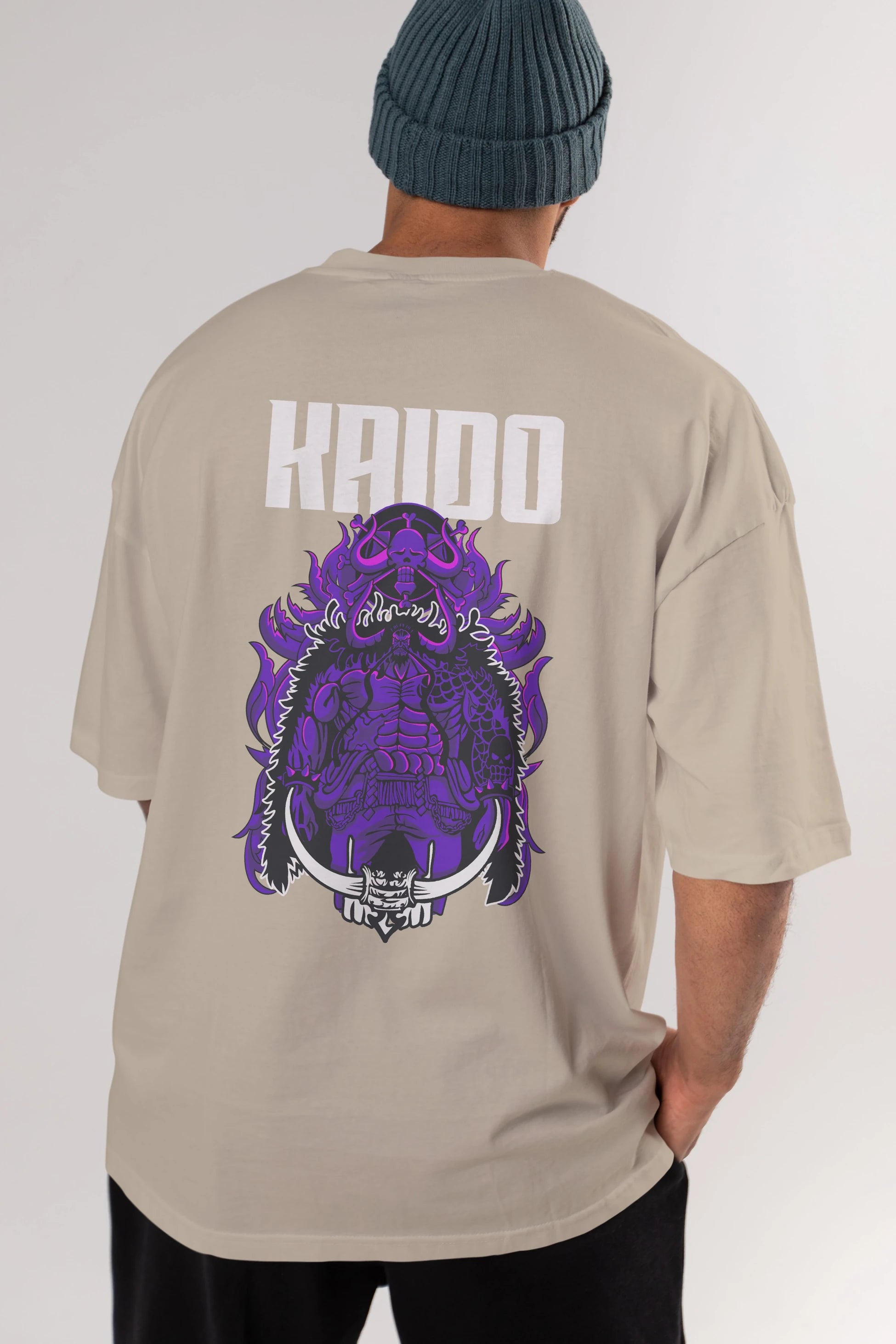 Kaido Anime Arka Baskılı Oversize t-shirt Erkek Kadın Unisex %100 pamuk tişort