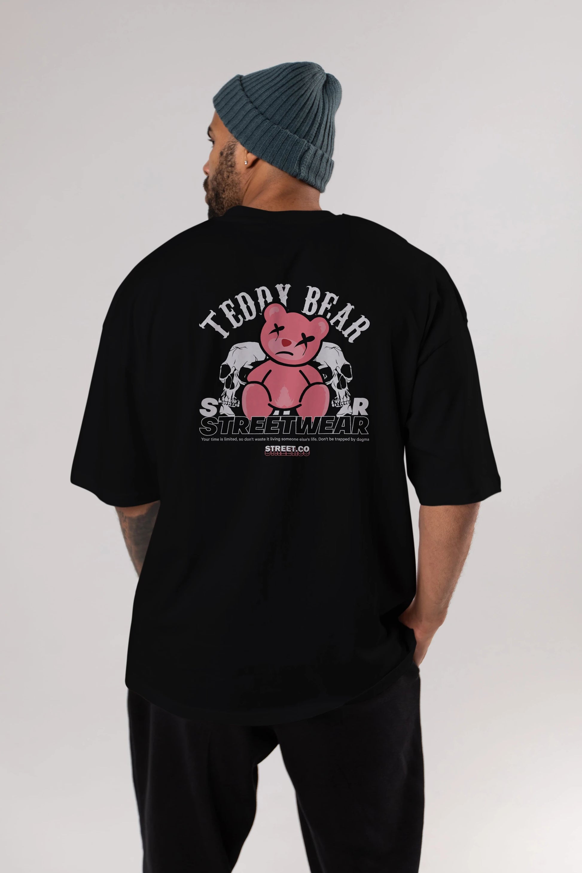 Teddy Bear Streetwear 2 Arka Baskılı Oversize t-shirt Erkek Kadın Unisex
